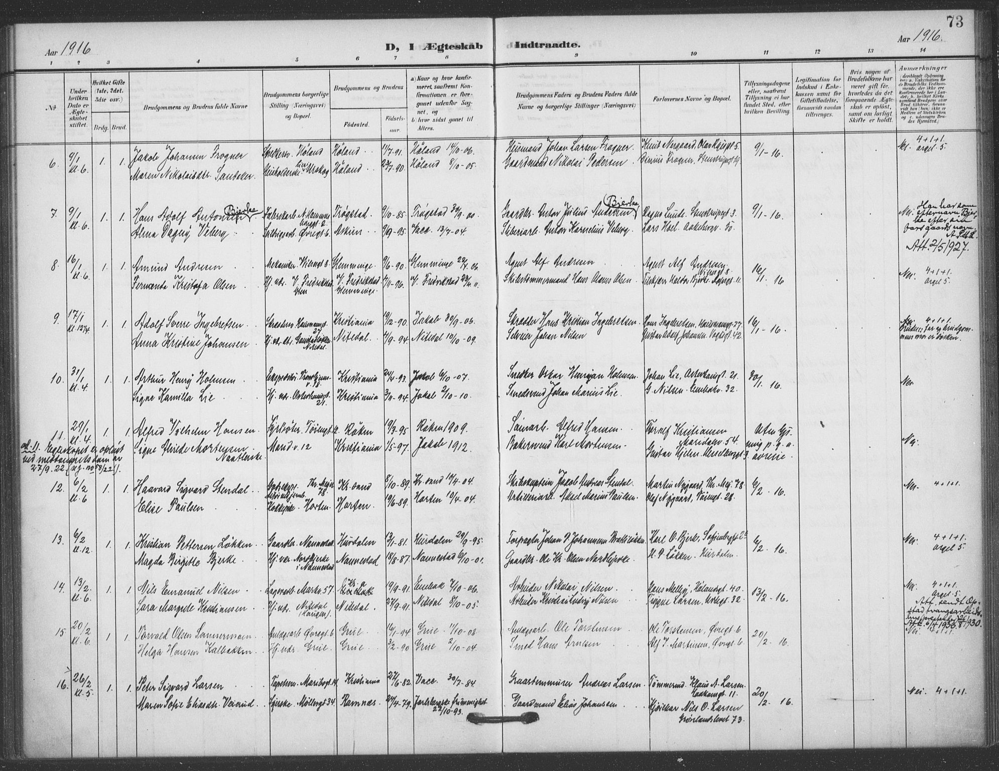 Jakob prestekontor Kirkebøker, AV/SAO-A-10850/F/Fa/L0010: Parish register (official) no. 10, 1908-1922, p. 73