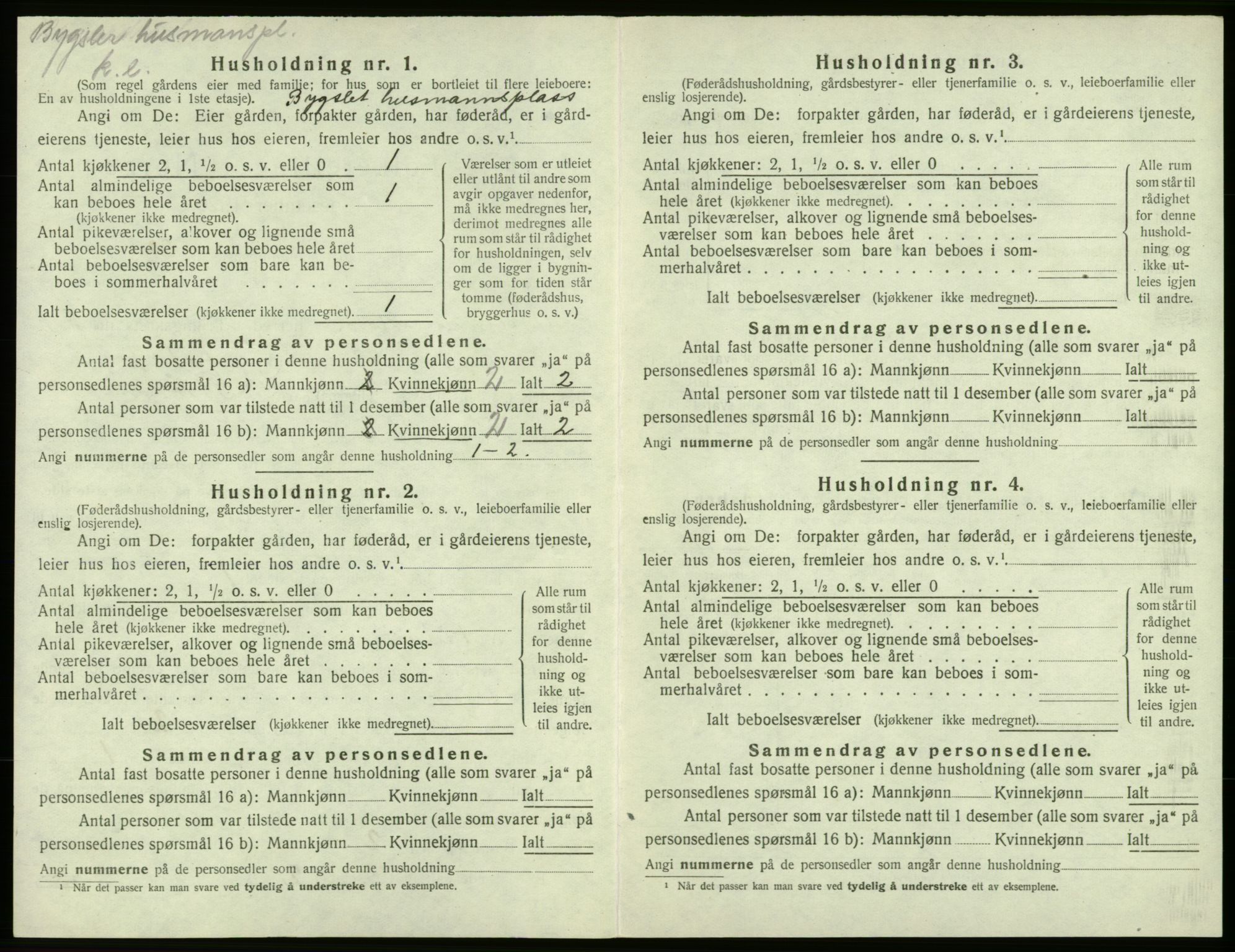 SAB, 1920 census for Bremnes, 1920, p. 258