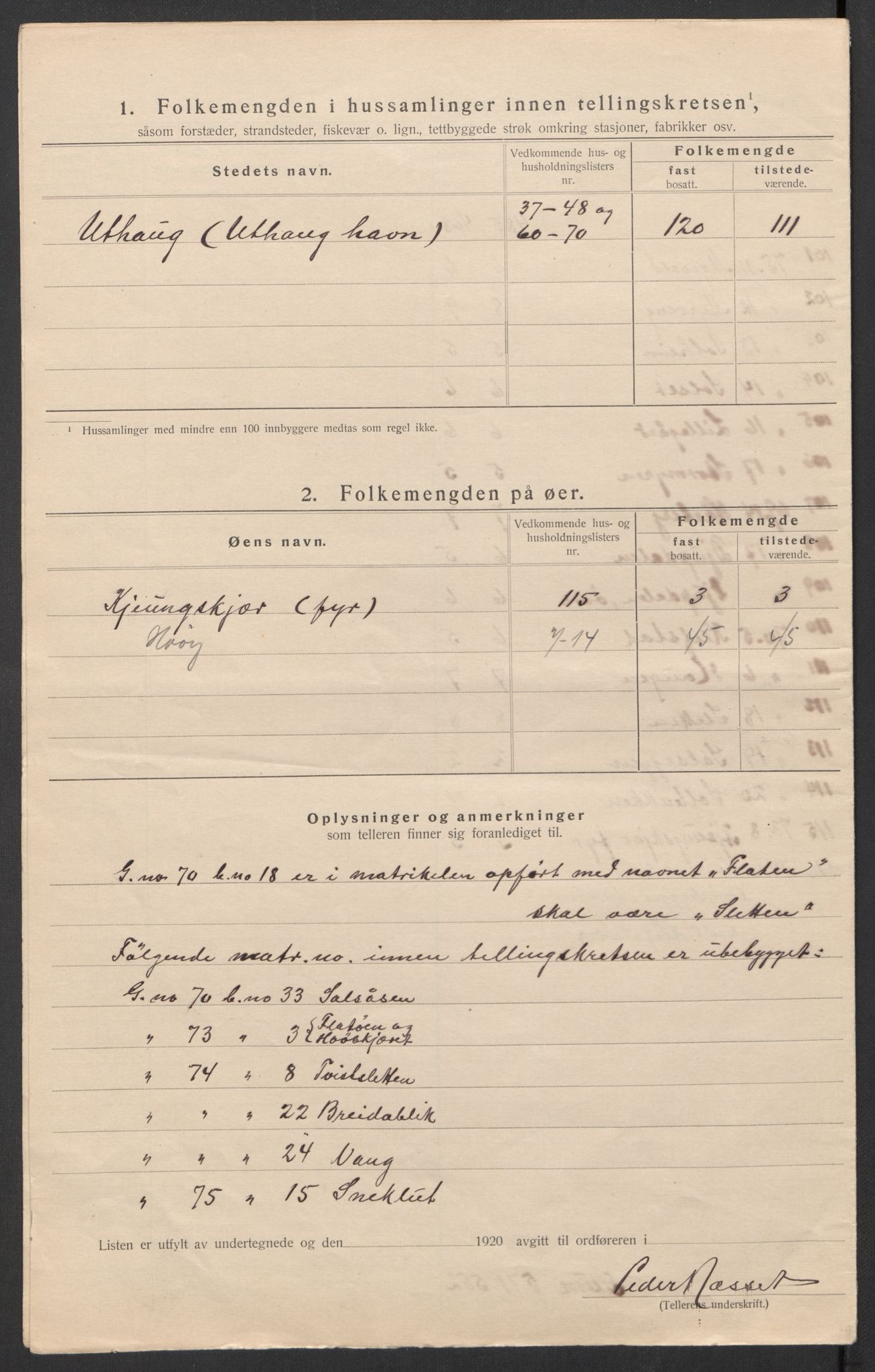 SAT, 1920 census for Ørland, 1920, p. 26