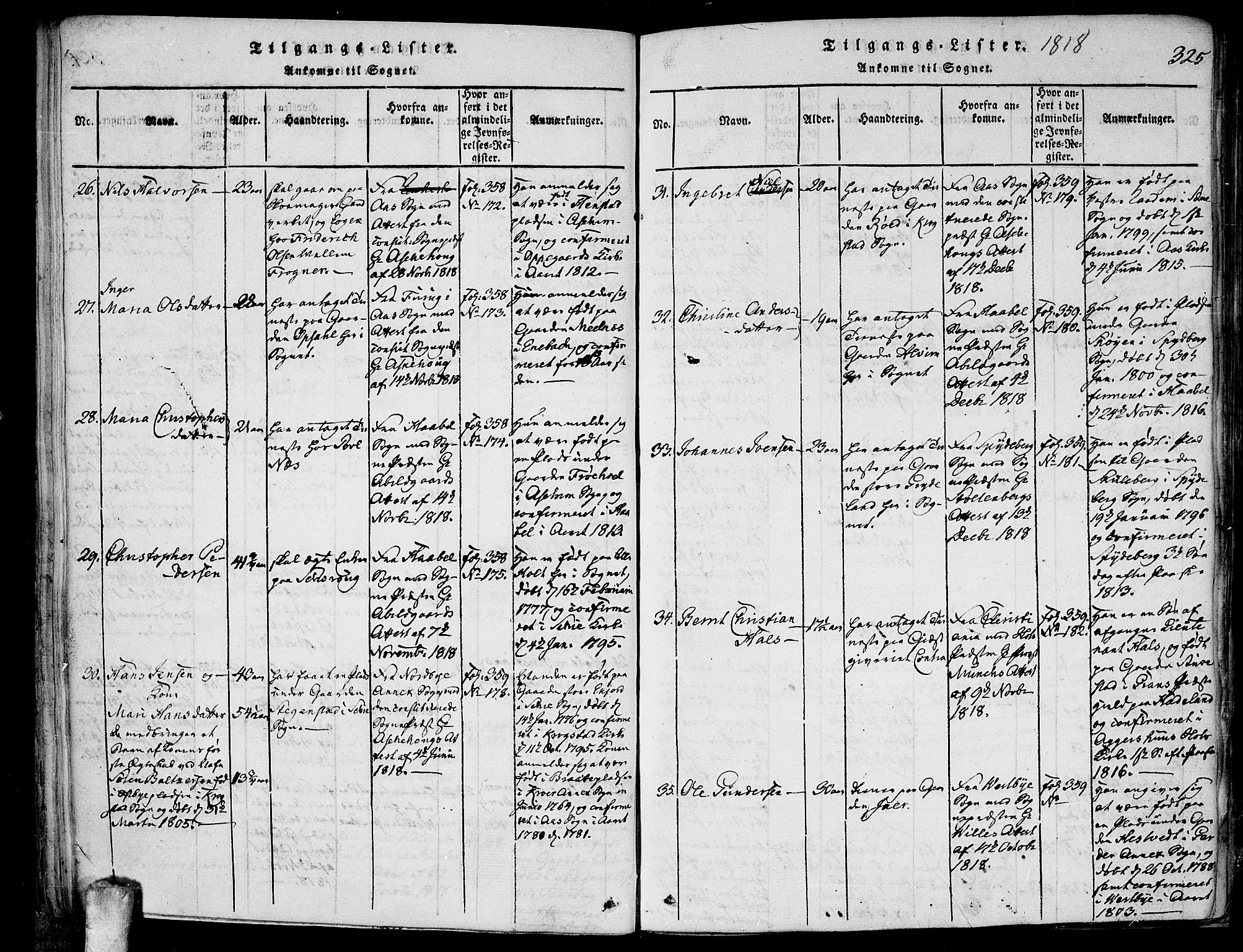 Kråkstad prestekontor Kirkebøker, AV/SAO-A-10125a/F/Fa/L0003: Parish register (official) no. I 3, 1813-1824, p. 325