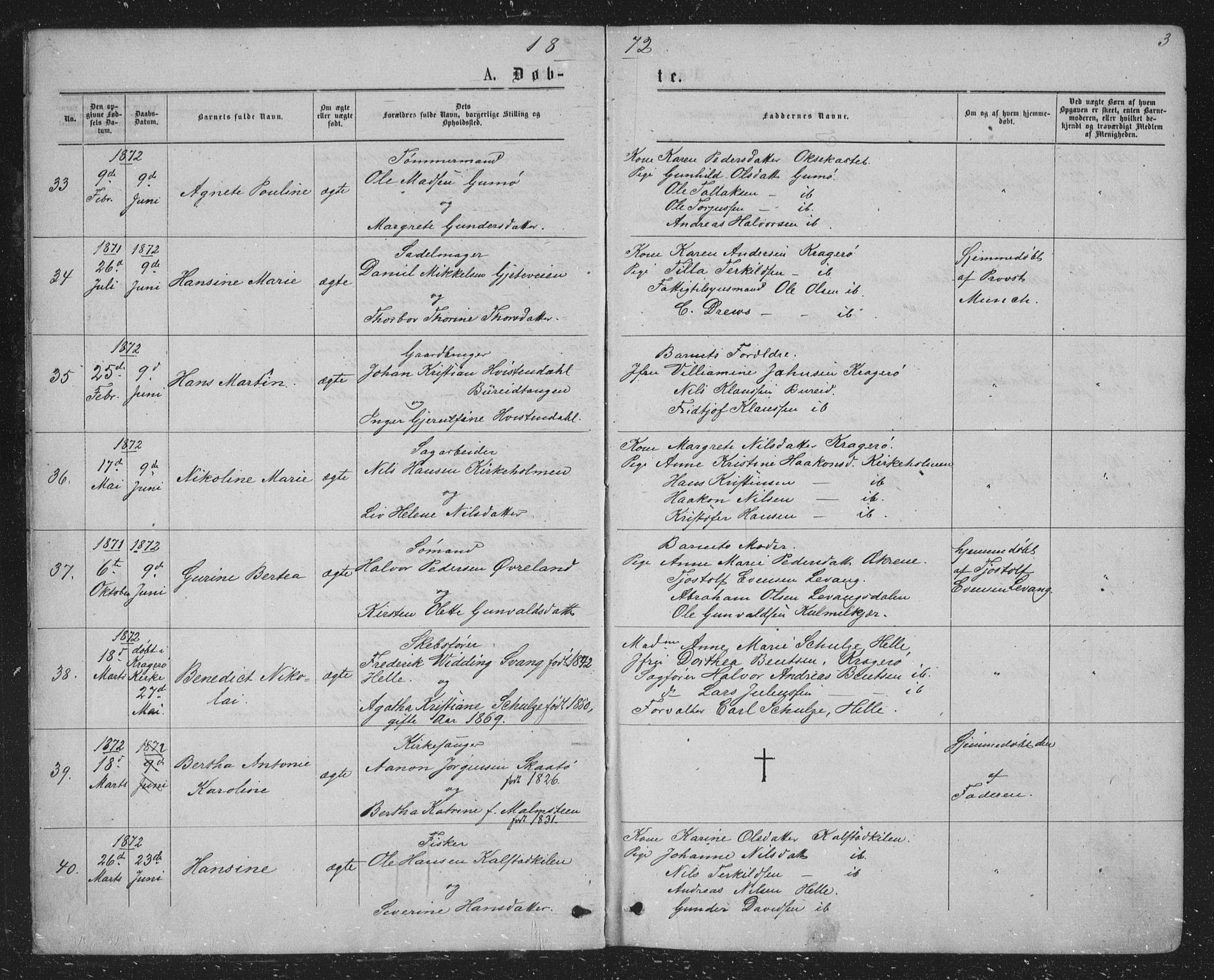 Skåtøy kirkebøker, AV/SAKO-A-304/G/Ga/L0002: Parish register (copy) no. I 2, 1872-1884, p. 3