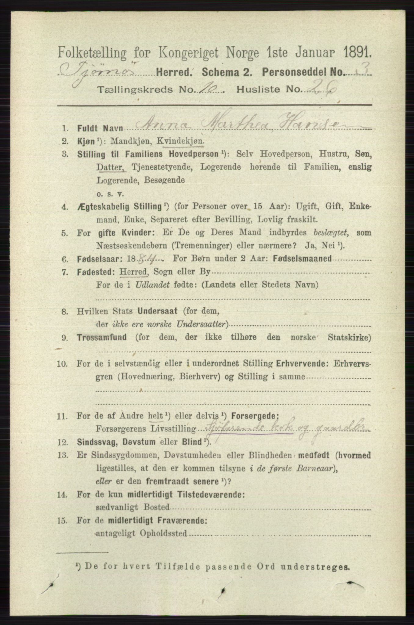 RA, 1891 census for 0723 Tjøme, 1891, p. 3871