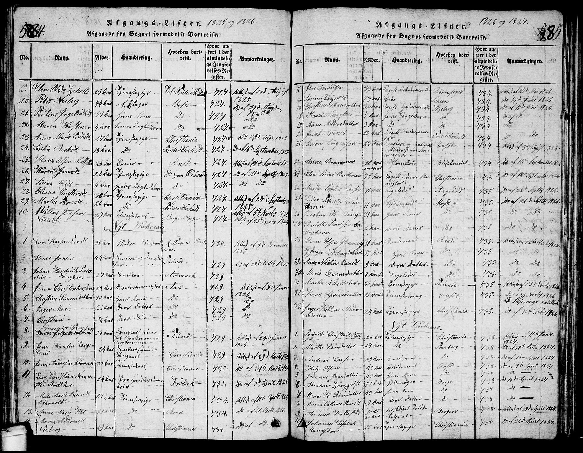 Glemmen prestekontor Kirkebøker, SAO/A-10908/G/Ga/L0001: Parish register (copy) no. 1, 1816-1838, p. 584-585