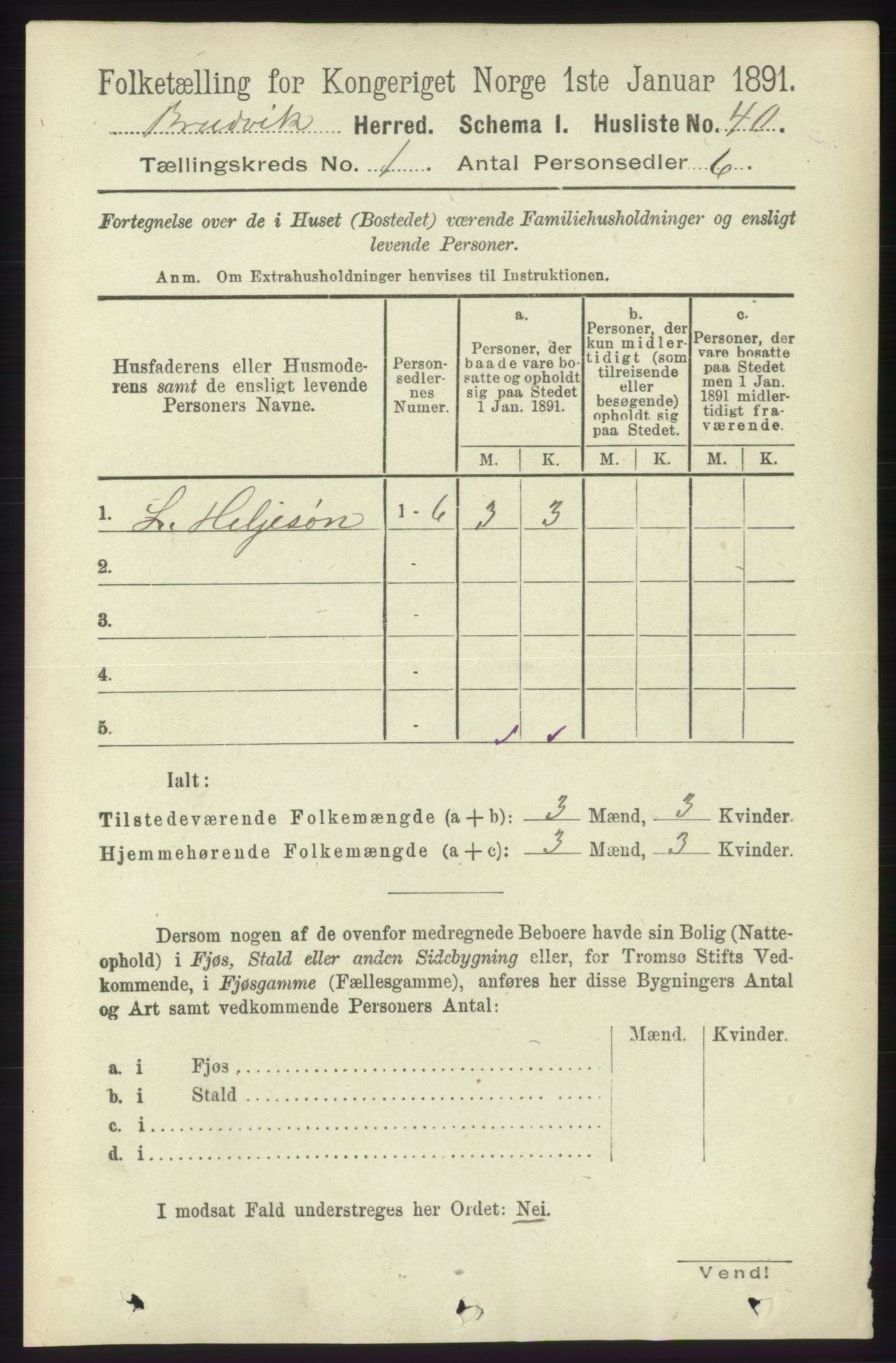 RA, 1891 census for 1251 Bruvik, 1891, p. 68