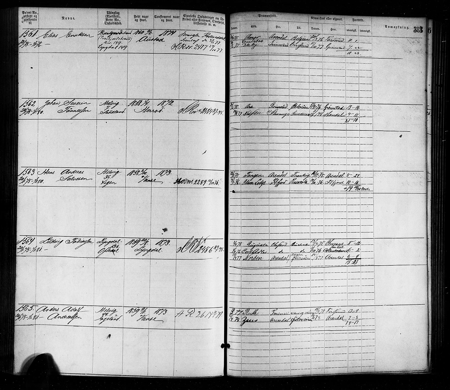 Farsund mønstringskrets, AV/SAK-2031-0017/F/Fa/L0001: Annotasjonsrulle nr 1-1920 med register, M-1, 1869-1877, p. 345