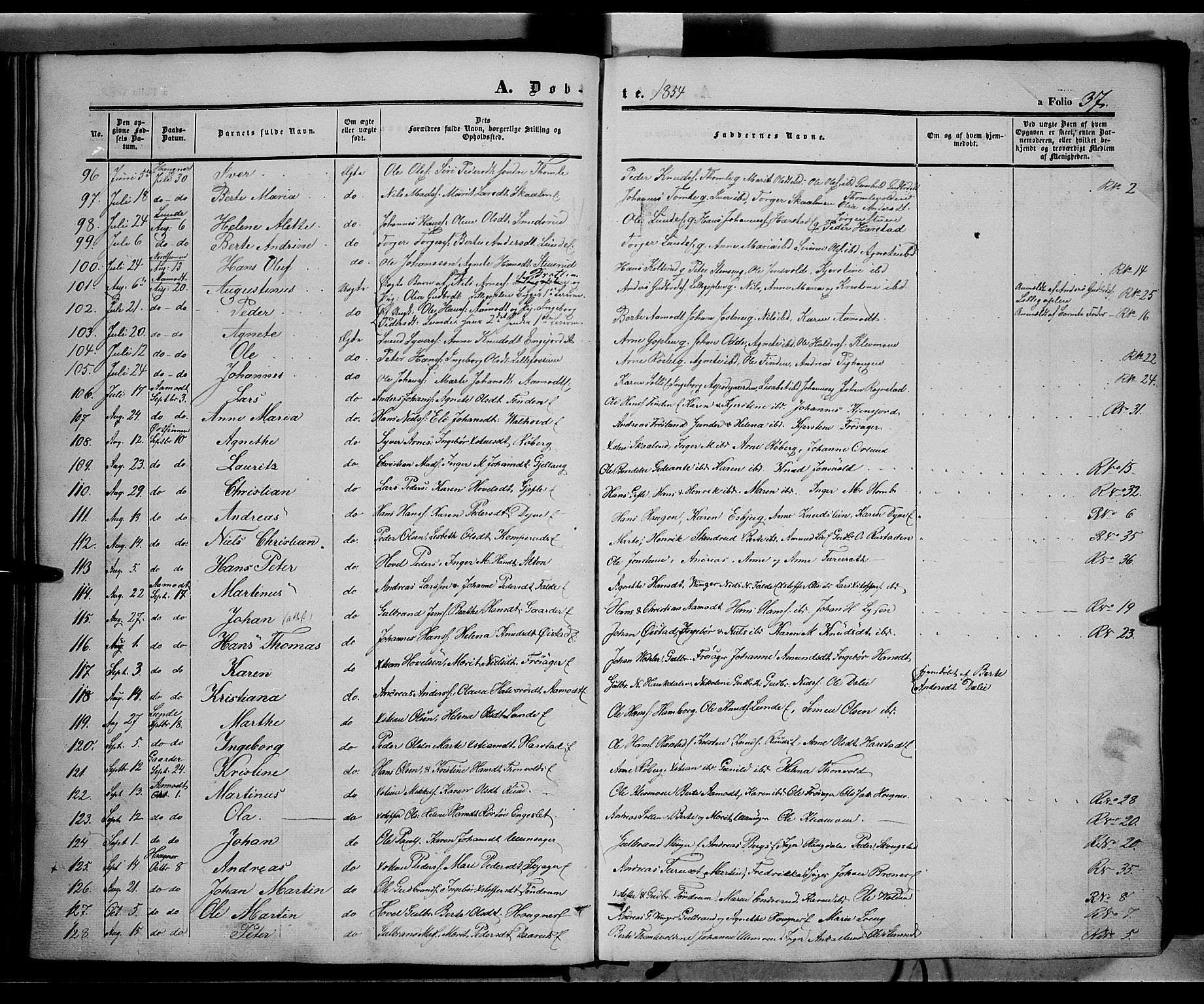 Land prestekontor, AV/SAH-PREST-120/H/Ha/Haa/L0010: Parish register (official) no. 10, 1847-1859, p. 37