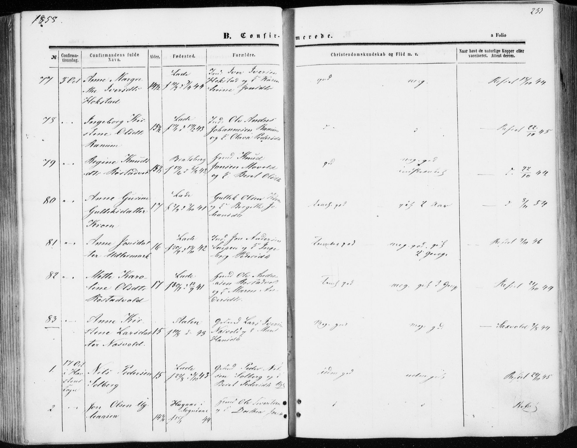 Ministerialprotokoller, klokkerbøker og fødselsregistre - Sør-Trøndelag, SAT/A-1456/606/L0292: Parish register (official) no. 606A07, 1856-1865, p. 233