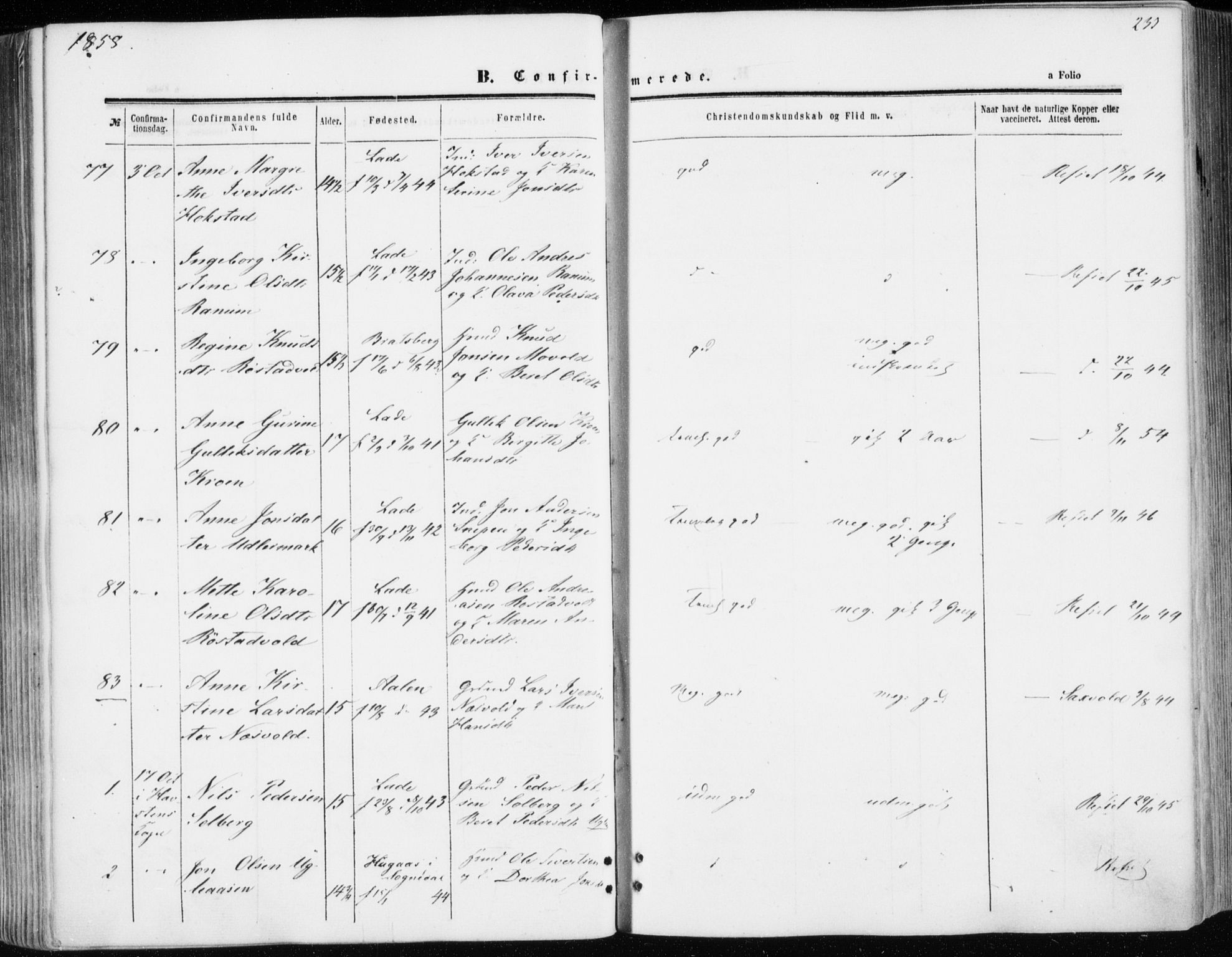 Ministerialprotokoller, klokkerbøker og fødselsregistre - Sør-Trøndelag, AV/SAT-A-1456/606/L0292: Parish register (official) no. 606A07, 1856-1865, p. 233