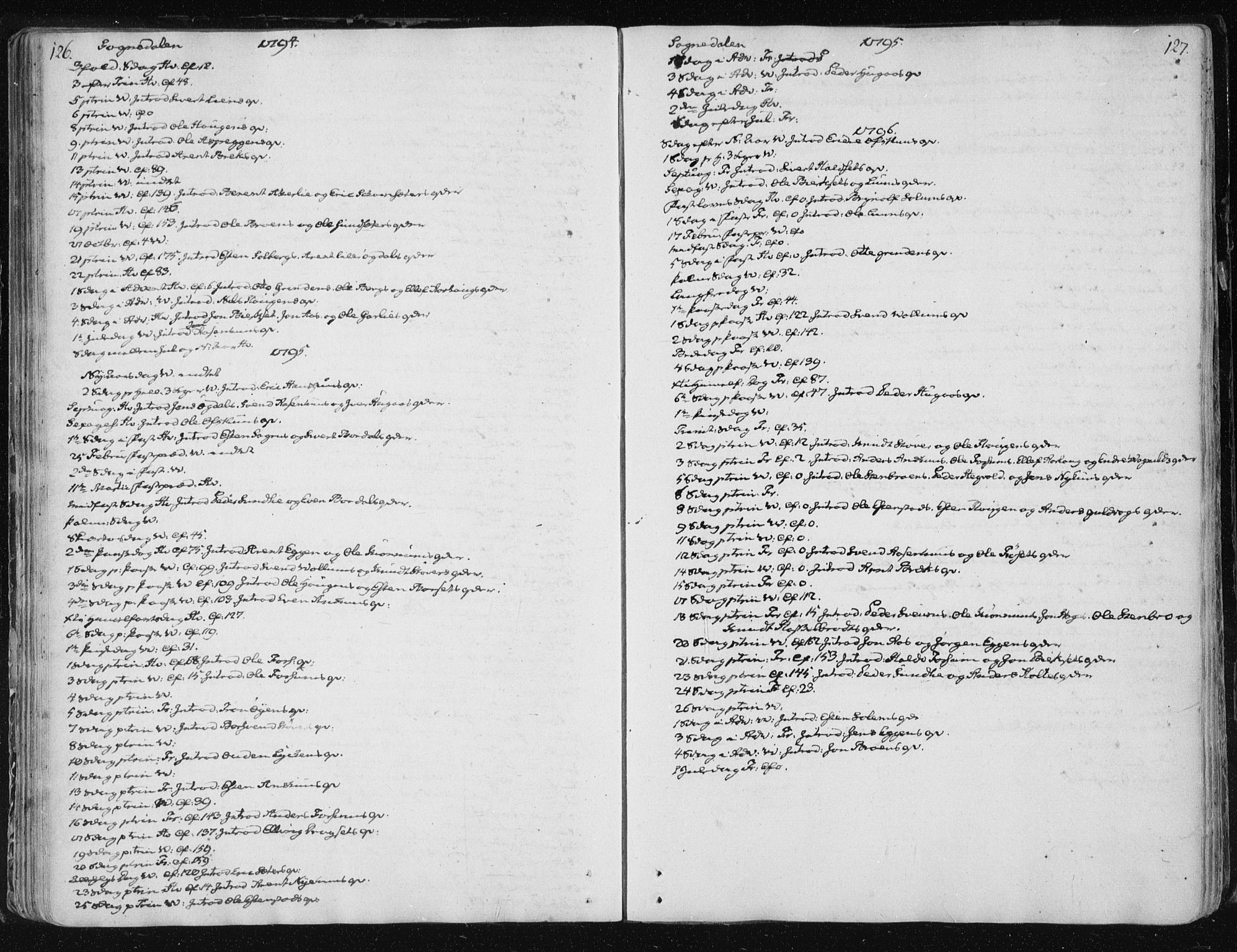 Ministerialprotokoller, klokkerbøker og fødselsregistre - Sør-Trøndelag, SAT/A-1456/687/L0994: Parish register (official) no. 687A03 /3, 1788-1815, p. 126-127