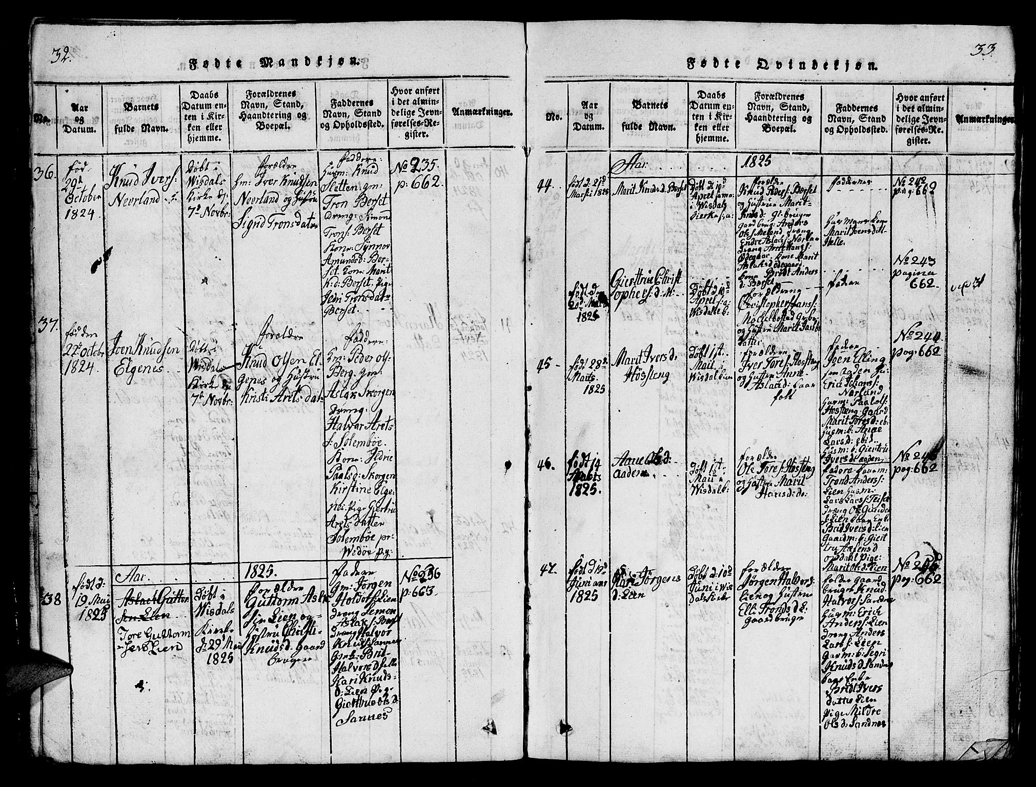 Ministerialprotokoller, klokkerbøker og fødselsregistre - Møre og Romsdal, SAT/A-1454/554/L0644: Parish register (copy) no. 554C01, 1818-1851, p. 32-33