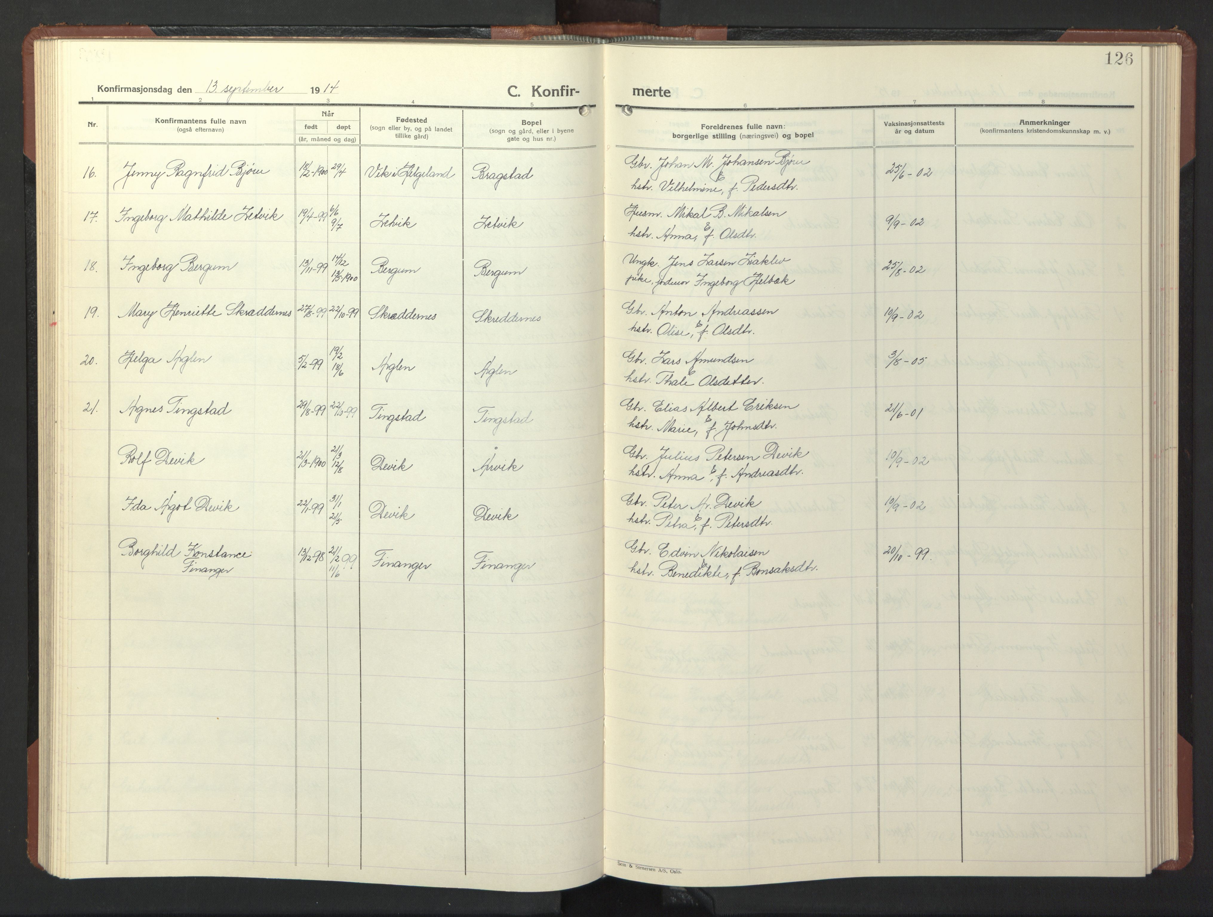Ministerialprotokoller, klokkerbøker og fødselsregistre - Nord-Trøndelag, AV/SAT-A-1458/773/L0625: Parish register (copy) no. 773C01, 1910-1952, p. 126