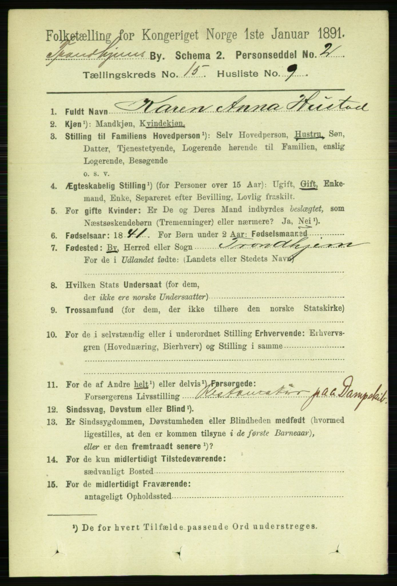 RA, 1891 census for 1601 Trondheim, 1891, p. 11658