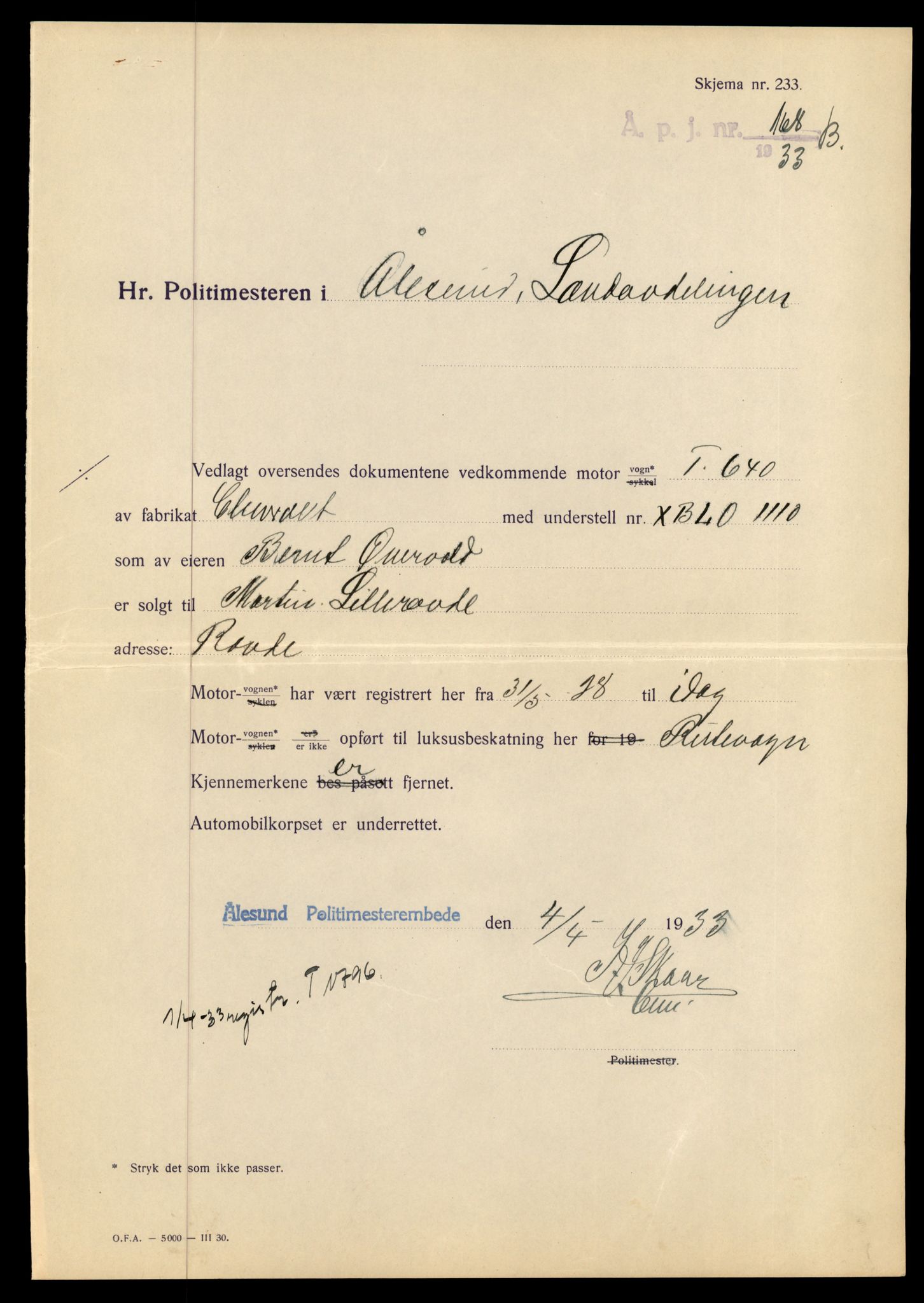 Møre og Romsdal vegkontor - Ålesund trafikkstasjon, AV/SAT-A-4099/F/Fe/L0012: Registreringskort for kjøretøy T 1290 - T 1450, 1927-1998, p. 1736