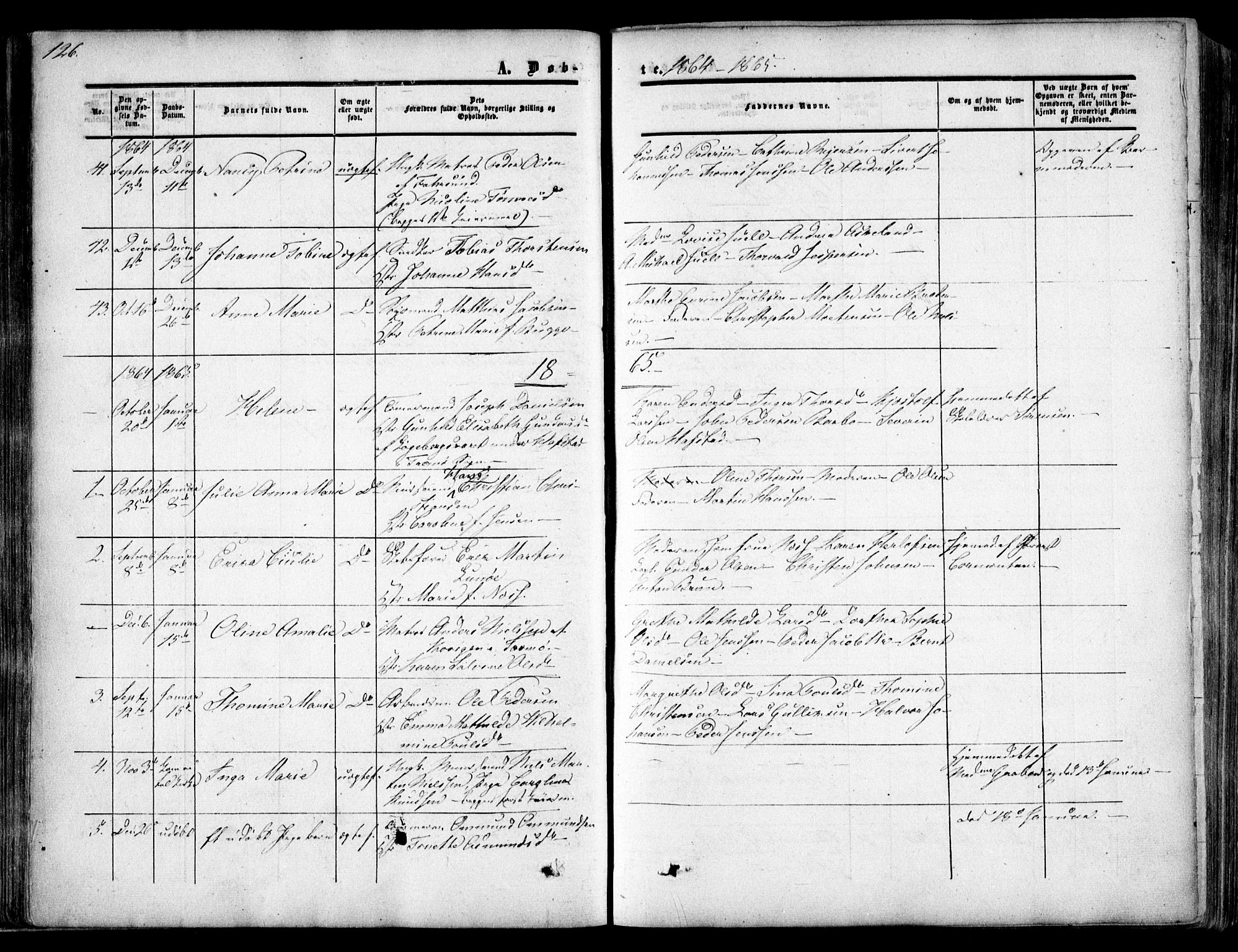 Arendal sokneprestkontor, Trefoldighet, SAK/1111-0040/F/Fa/L0006: Parish register (official) no. A 6, 1855-1868, p. 126