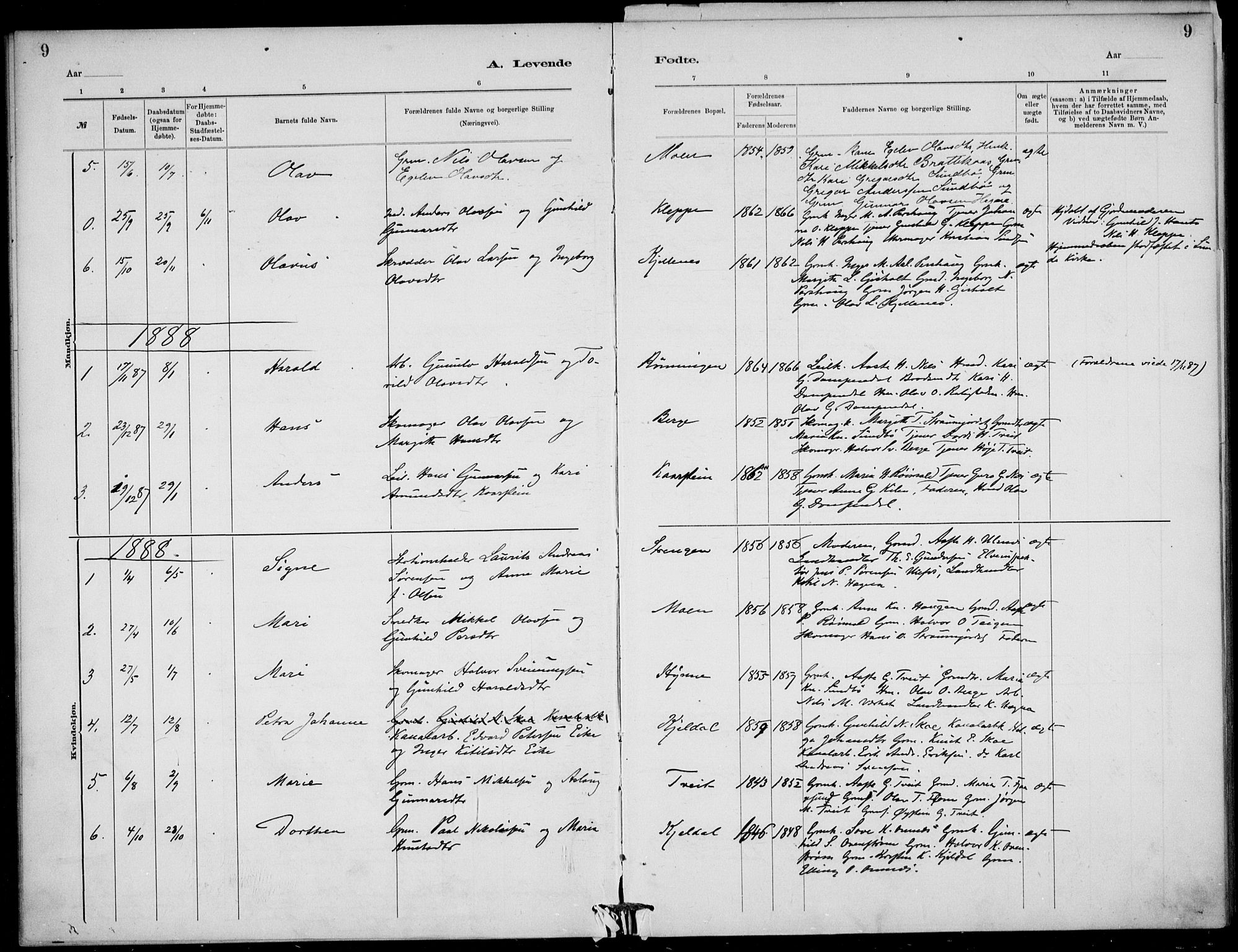 Lunde kirkebøker, AV/SAKO-A-282/F/Fb/L0003: Parish register (official) no. II 3, 1882-1891, p. 9