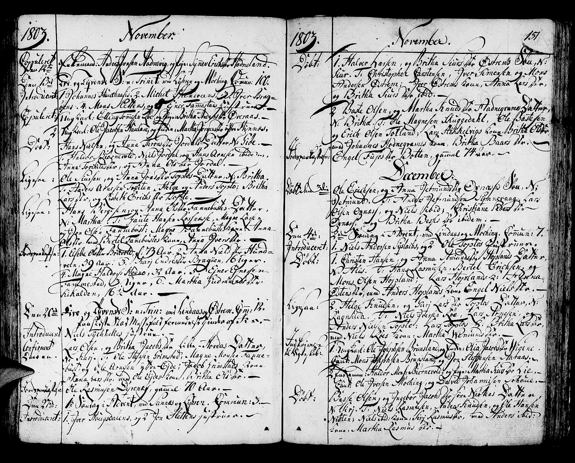 Lindås Sokneprestembete, SAB/A-76701/H/Haa: Parish register (official) no. A 5, 1791-1813, p. 151