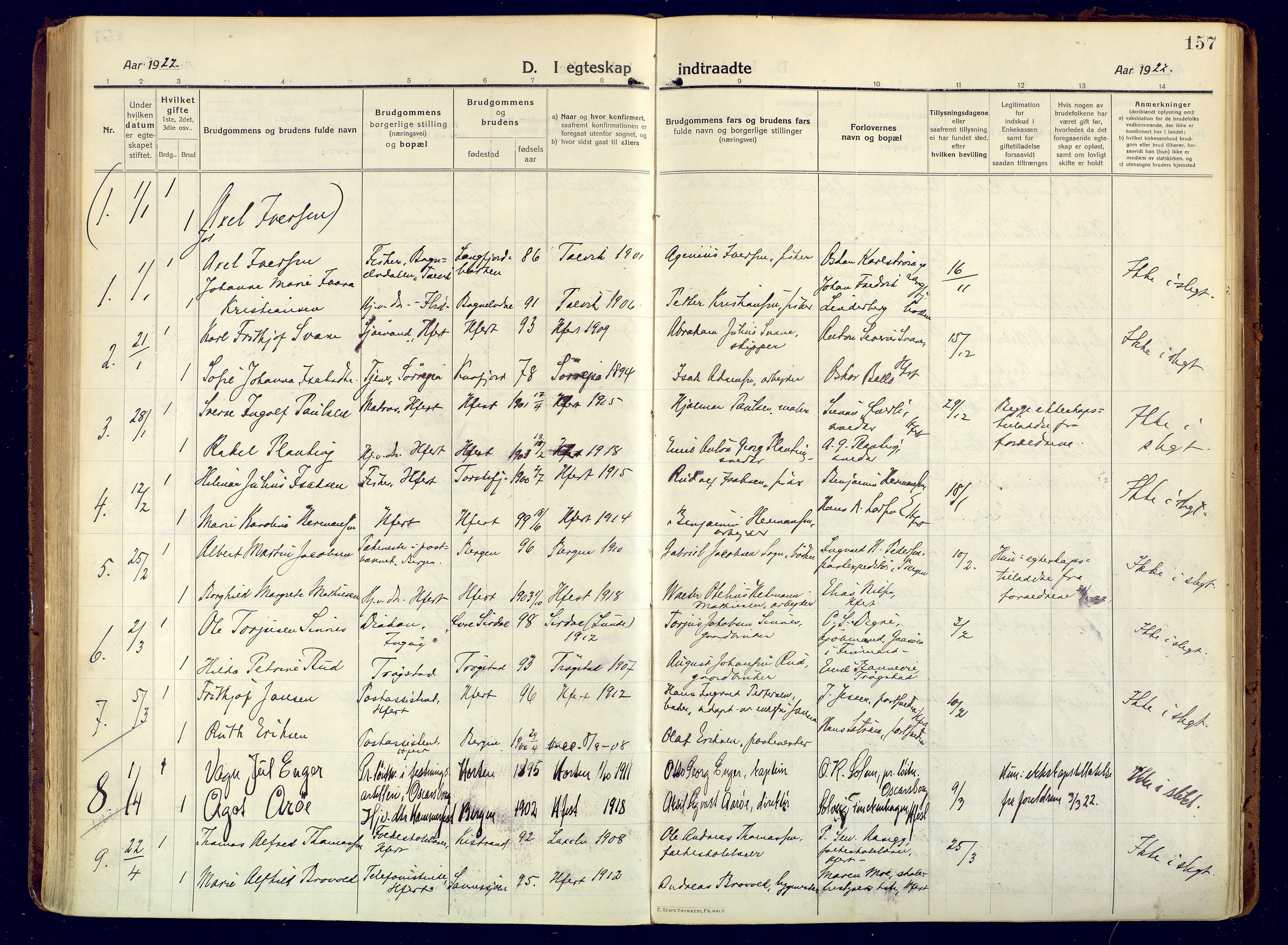Hammerfest sokneprestkontor, SATØ/S-1347/H/Ha/L0015.kirke: Parish register (official) no. 15, 1916-1923, p. 157