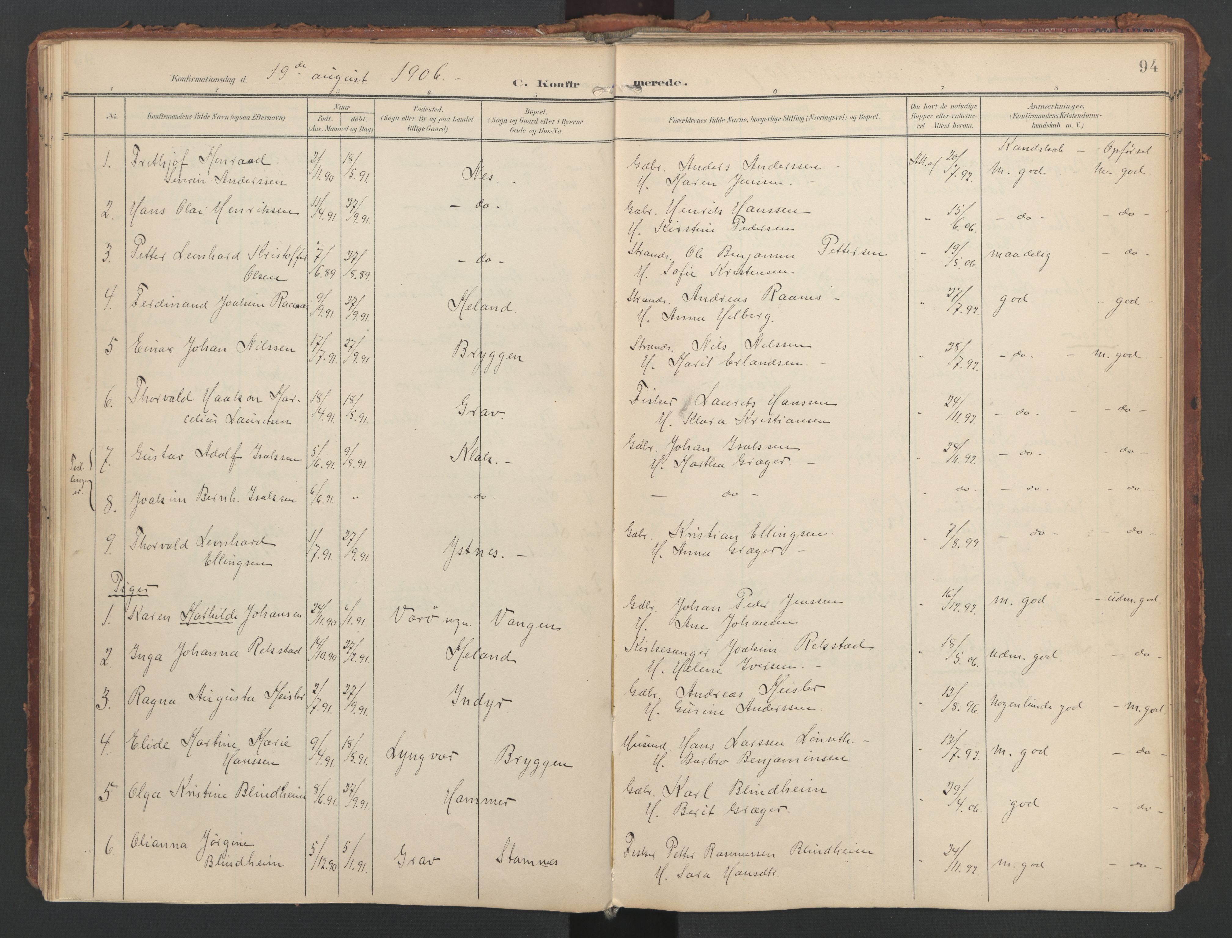 Ministerialprotokoller, klokkerbøker og fødselsregistre - Nordland, AV/SAT-A-1459/808/L0129: Parish register (official) no. 808A02, 1903-1931, p. 94