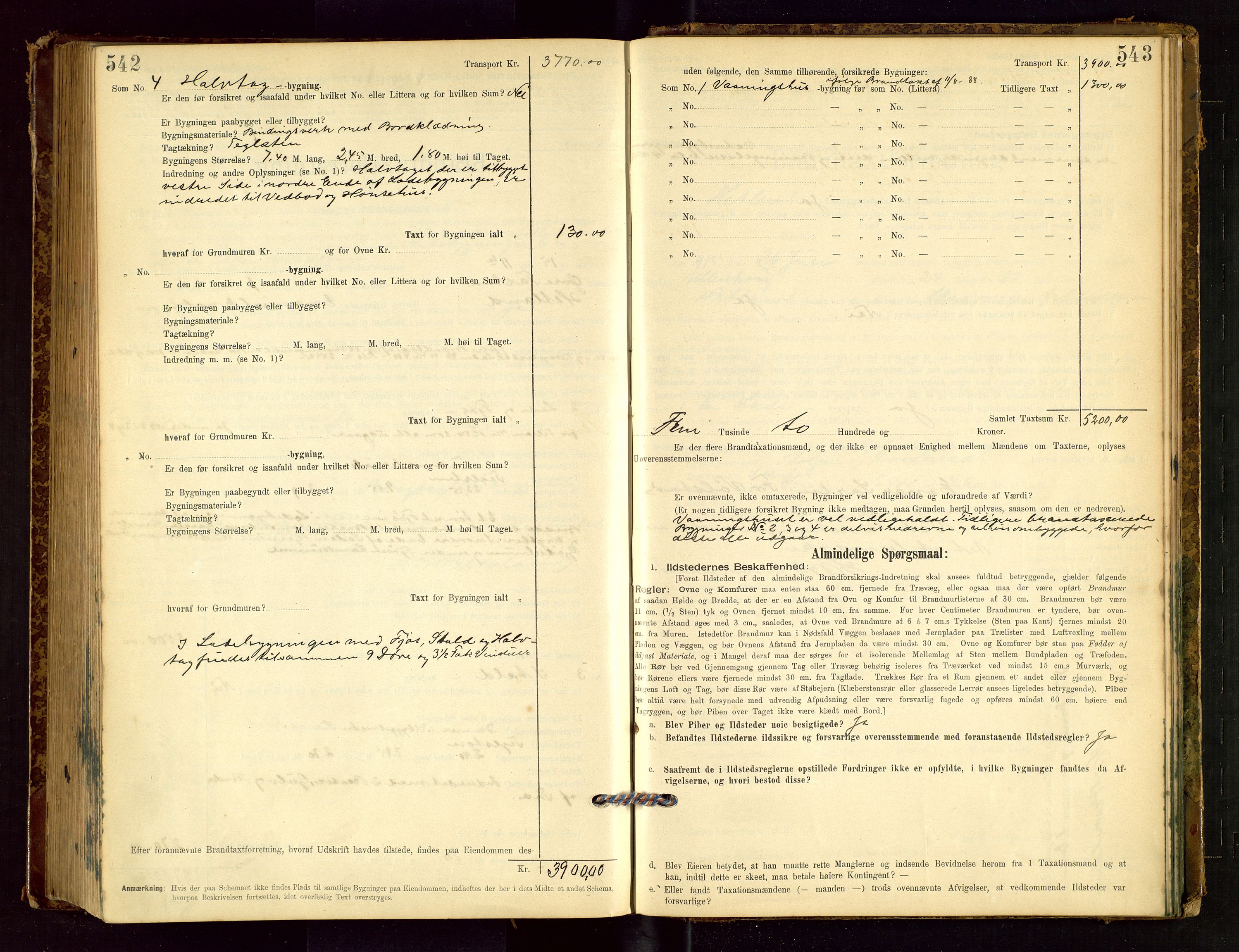 Hetland lensmannskontor, AV/SAST-A-100101/Gob/L0001: "Brandtaxationsprotokol", 1895-1918, p. 542-543