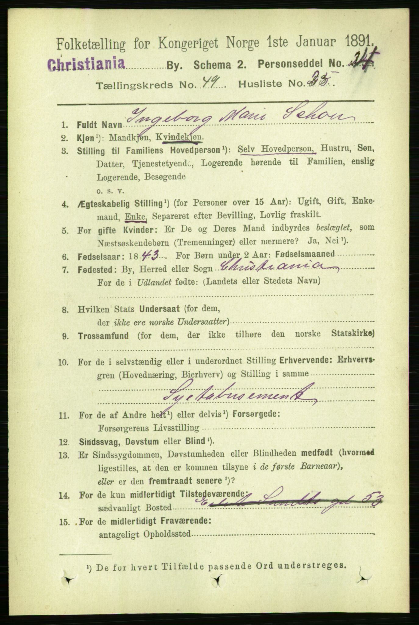 RA, 1891 census for 0301 Kristiania, 1891, p. 28854