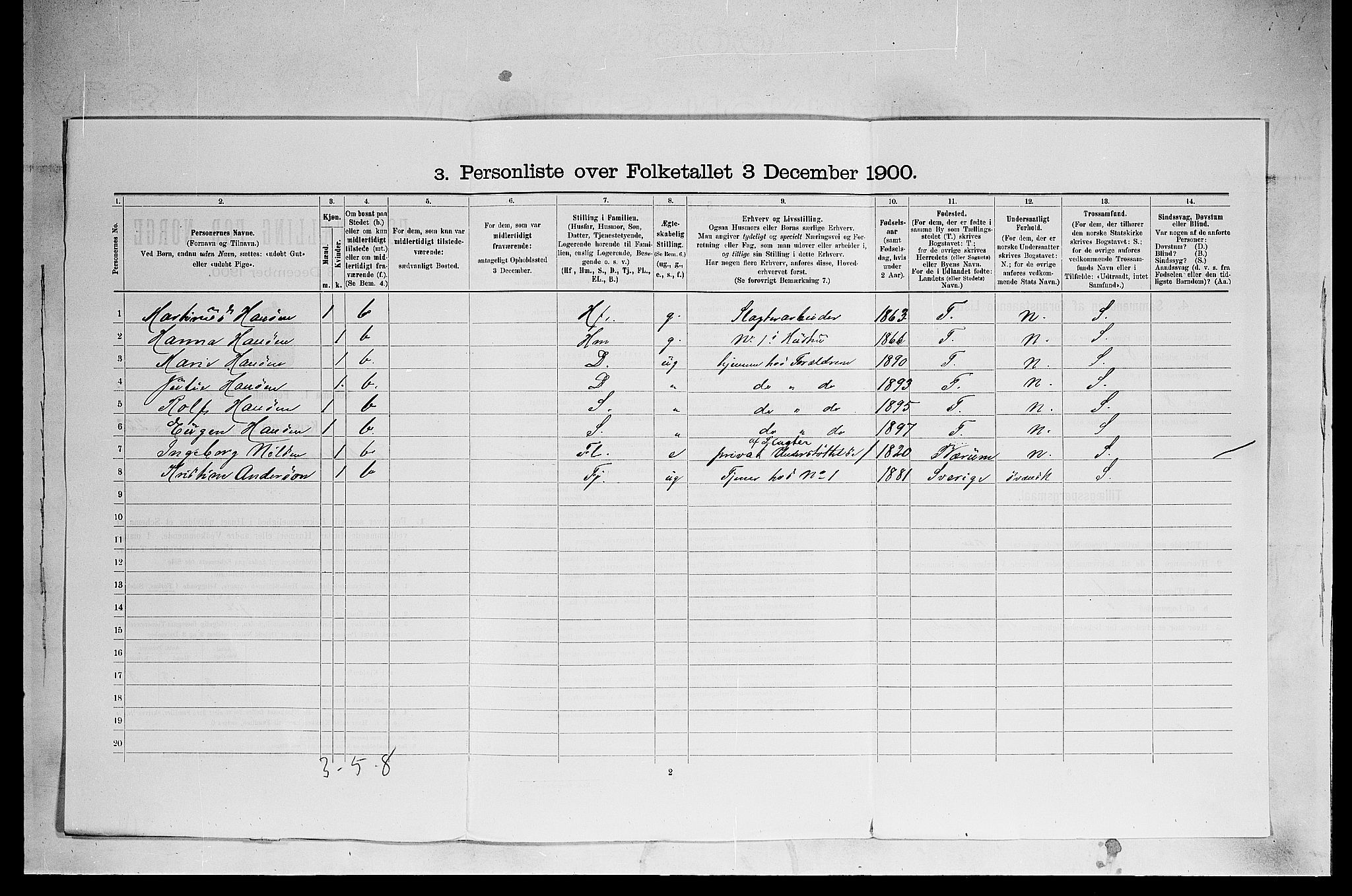 SAO, 1900 census for Kristiania, 1900, p. 18727