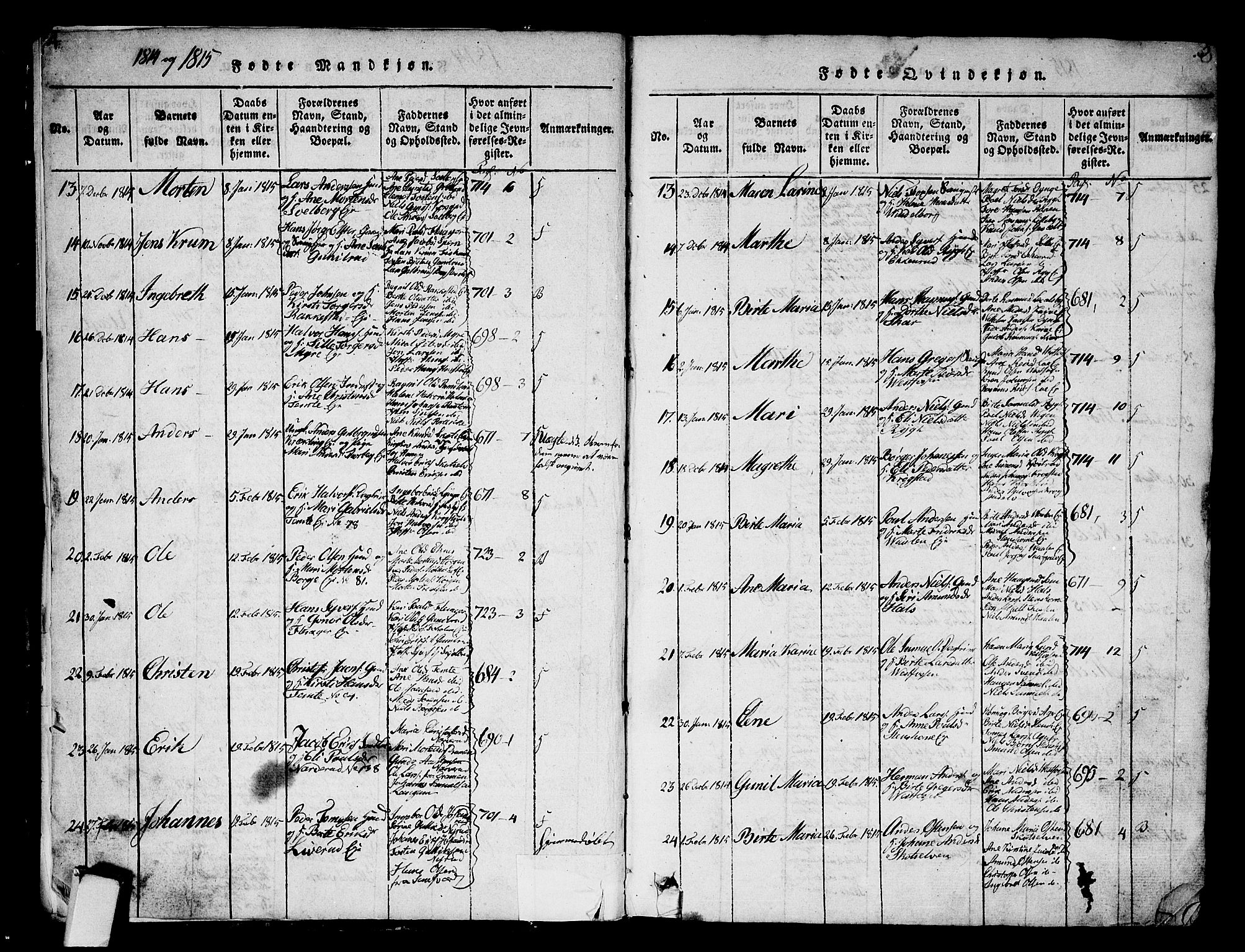 Eiker kirkebøker, AV/SAKO-A-4/G/Ga/L0001: Parish register (copy) no. I 1, 1814-1832, p. 4-5