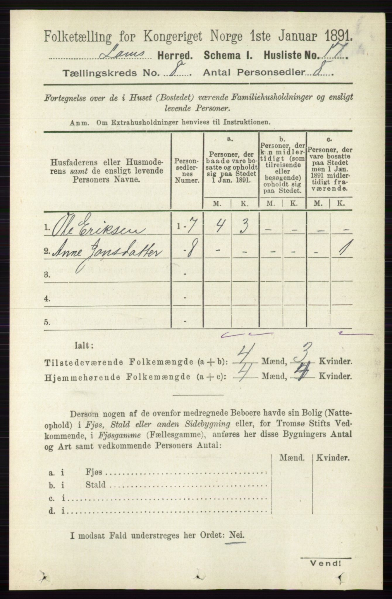 RA, 1891 census for 0514 Lom, 1891, p. 3059