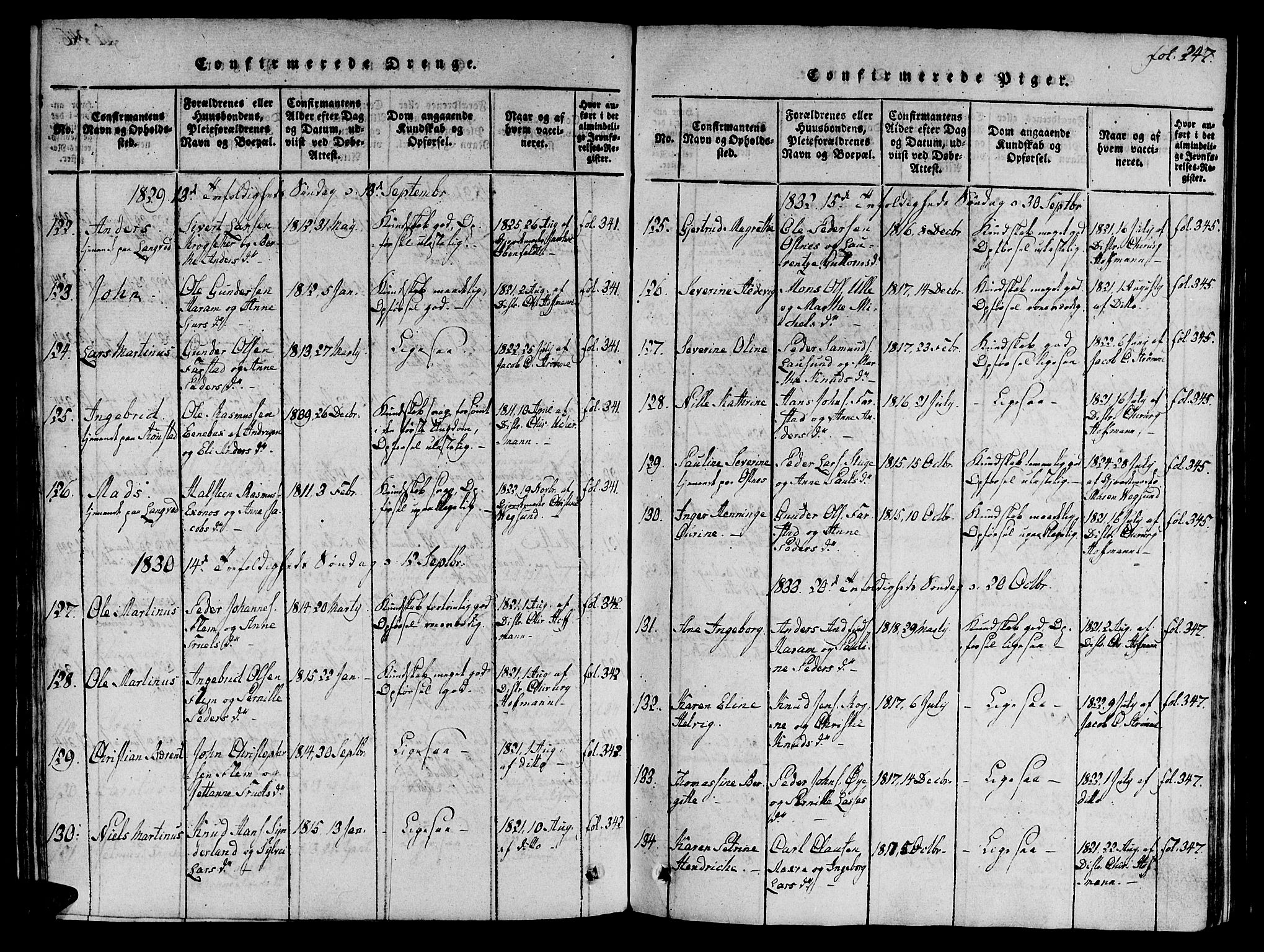 Ministerialprotokoller, klokkerbøker og fødselsregistre - Møre og Romsdal, SAT/A-1454/536/L0495: Parish register (official) no. 536A04, 1818-1847, p. 247