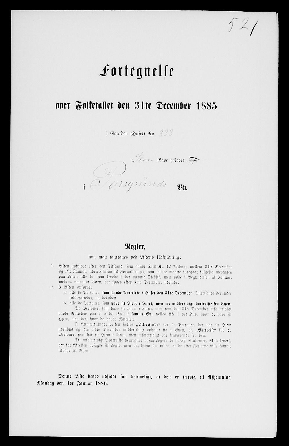 SAKO, 1885 census for 0805 Porsgrunn, 1885, p. 1042