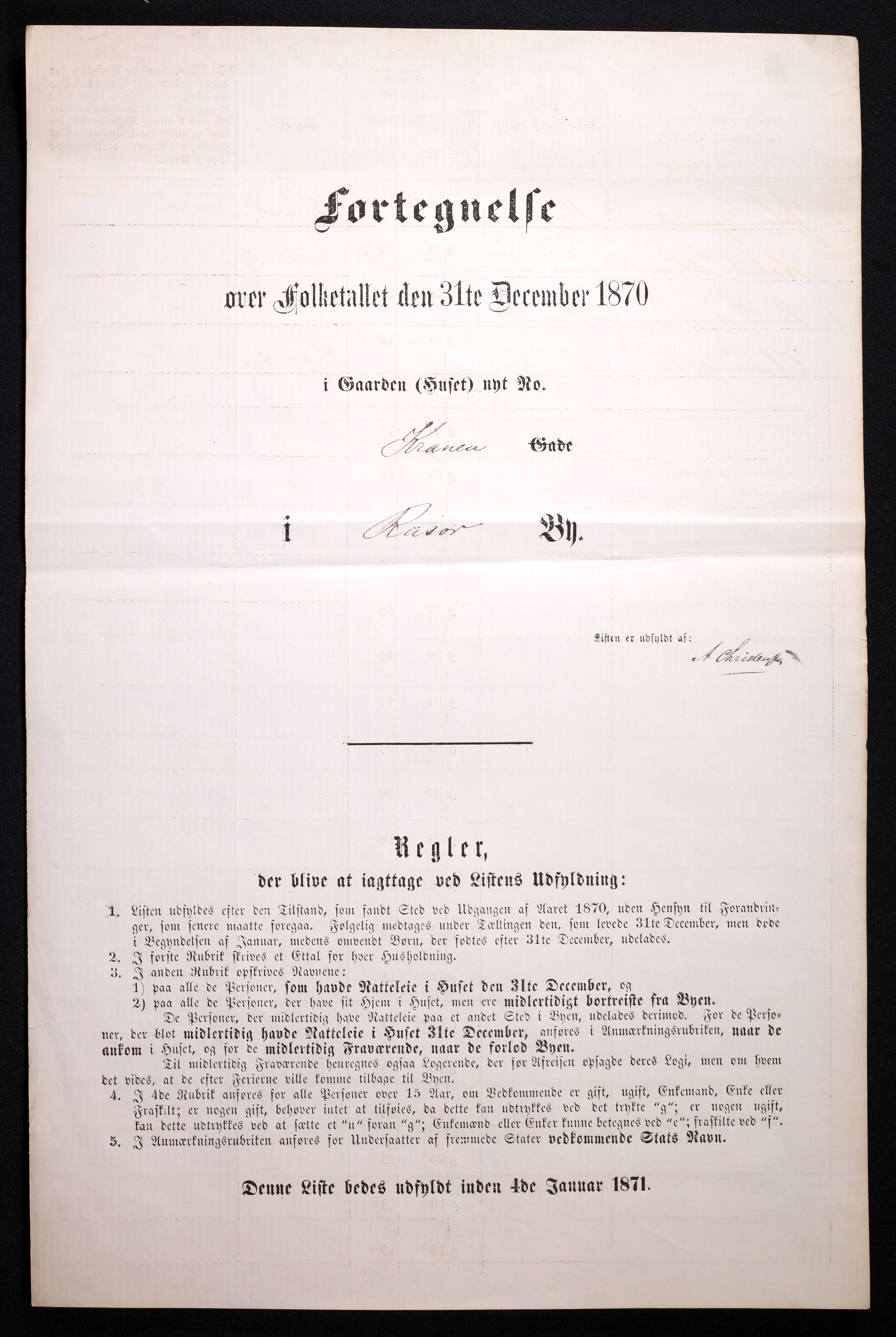 RA, 1870 census for 0901 Risør, 1870, p. 5