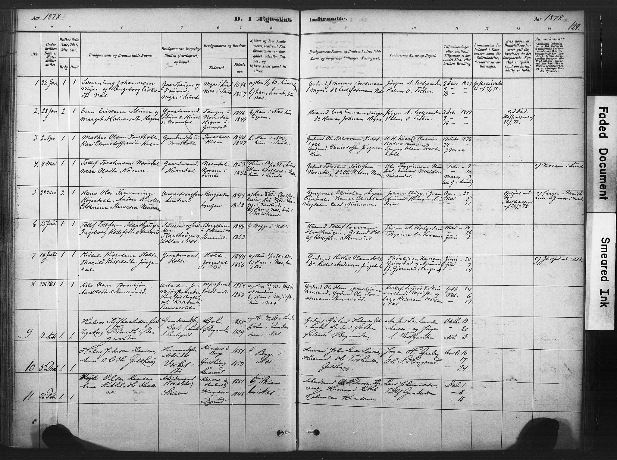 Sauherad kirkebøker, AV/SAKO-A-298/F/Fb/L0002: Parish register (official) no. II 2, 1878-1901, p. 129