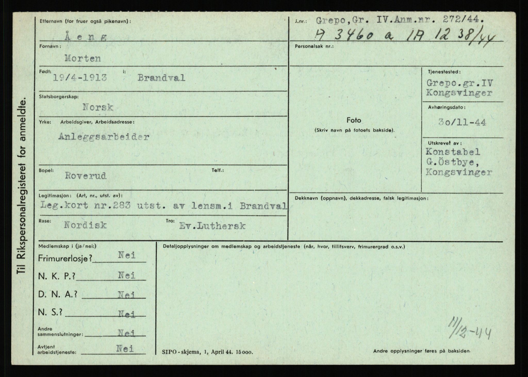 Statspolitiet - Hovedkontoret / Osloavdelingen, AV/RA-S-1329/C/Ca/L0001: Aabakken - Armann, 1943-1945, p. 60