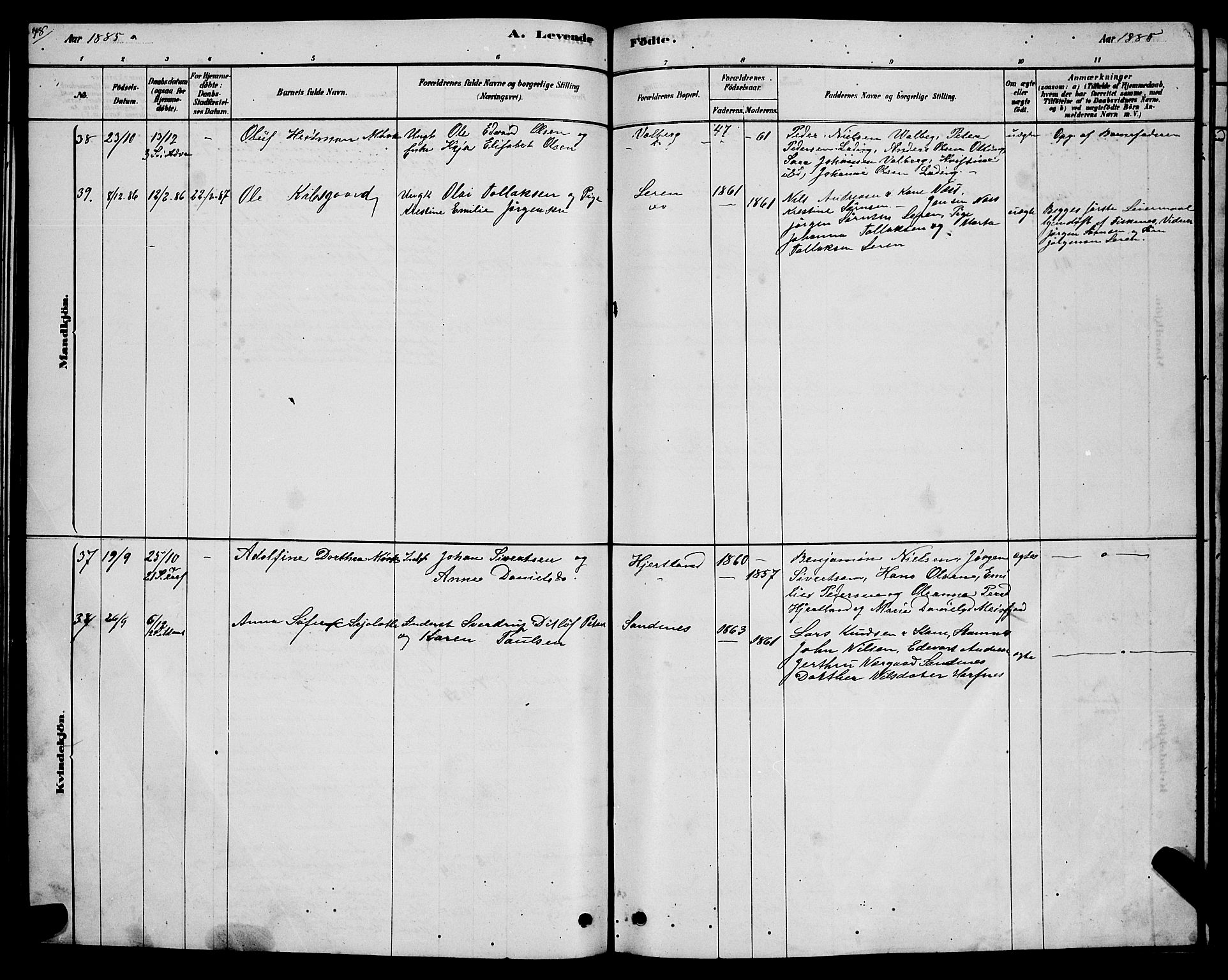 Ministerialprotokoller, klokkerbøker og fødselsregistre - Nordland, AV/SAT-A-1459/831/L0477: Parish register (copy) no. 831C04, 1878-1897, p. 48