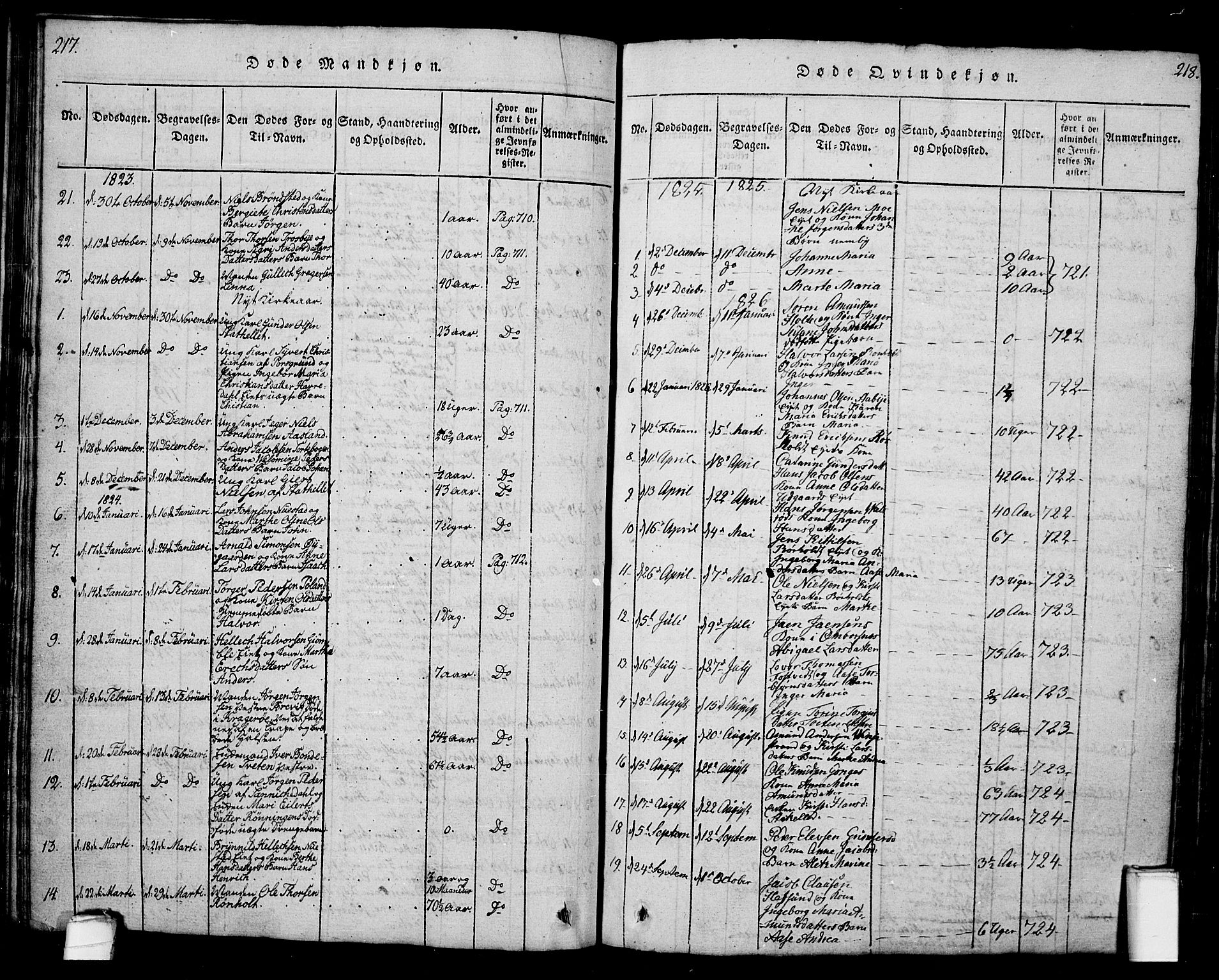 Bamble kirkebøker, SAKO/A-253/G/Ga/L0005: Parish register (copy) no. I 5, 1814-1855, p. 217-218