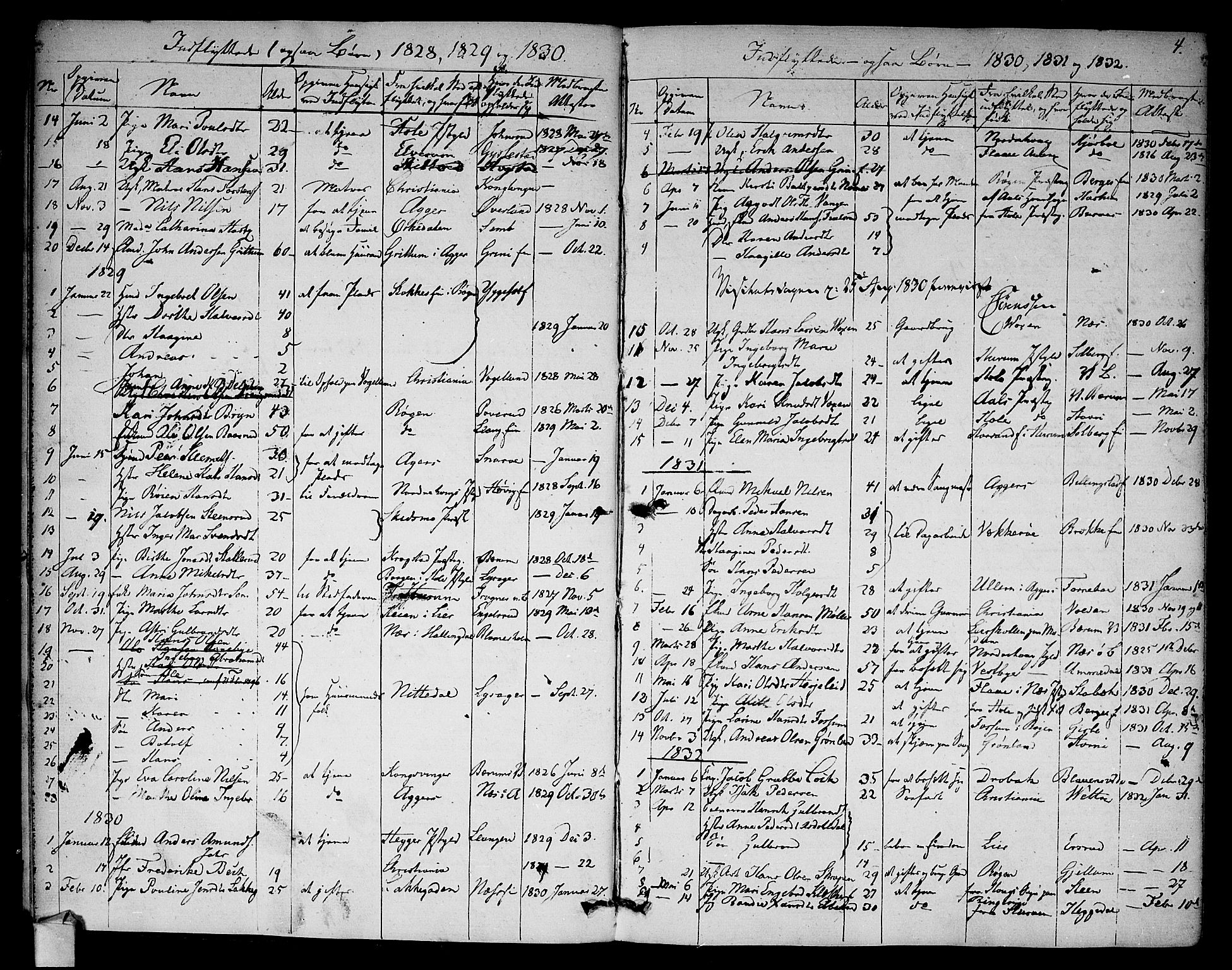 Asker prestekontor Kirkebøker, SAO/A-10256a/F/Fa/L0012: Parish register (official) no. I 12, 1825-1878, p. 4