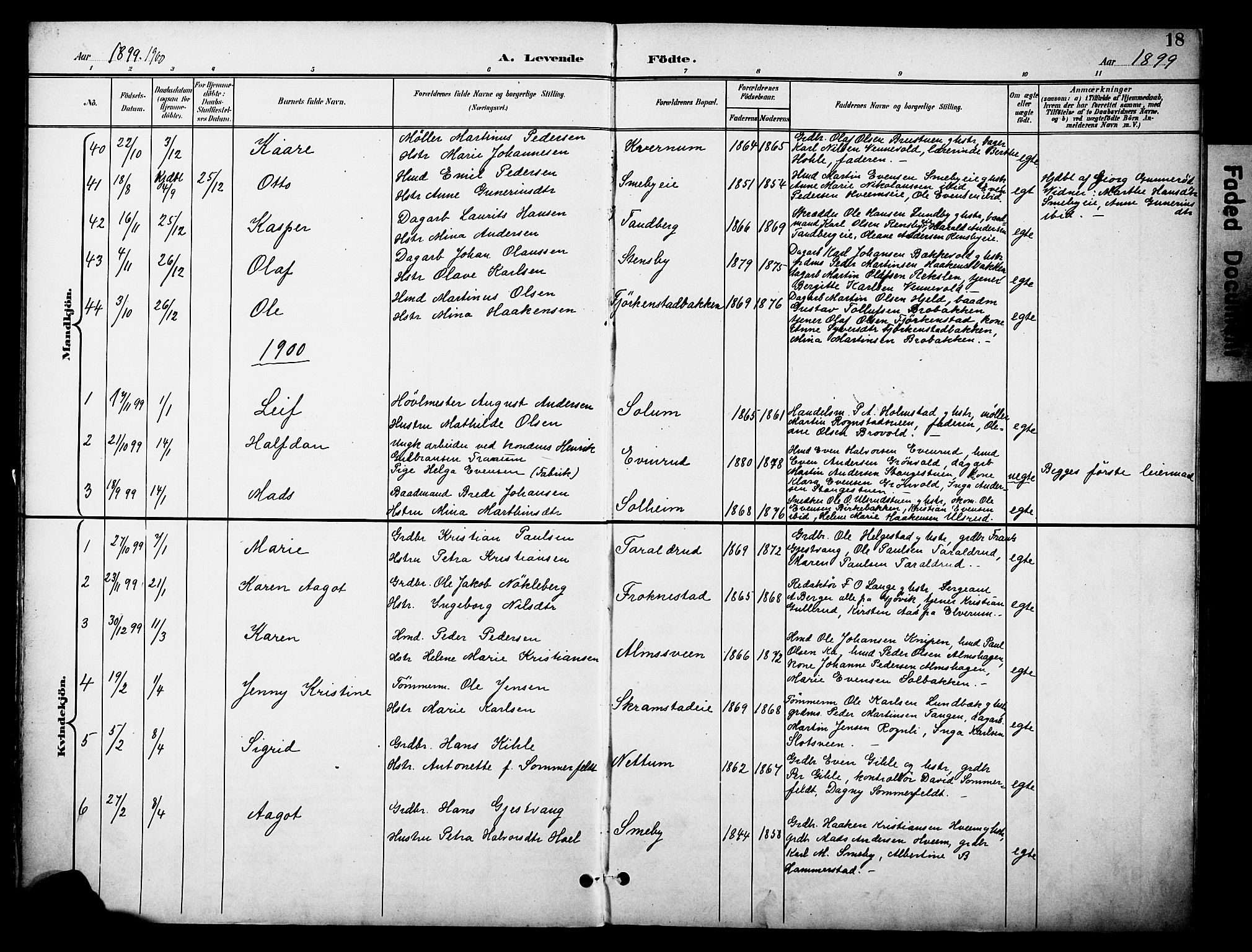 Østre Toten prestekontor, AV/SAH-PREST-104/H/Ha/Haa/L0009: Parish register (official) no. 9, 1897-1913, p. 18