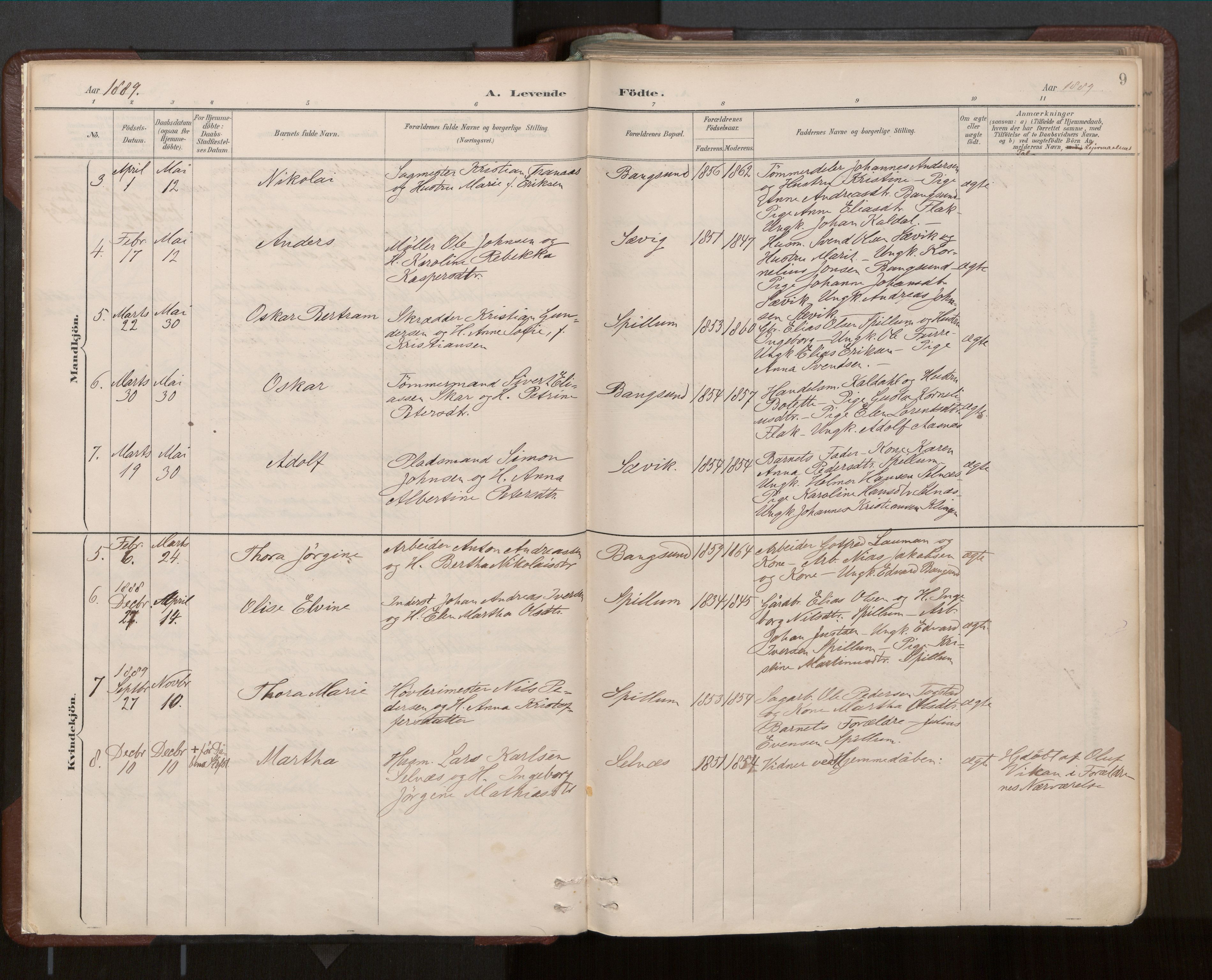 Ministerialprotokoller, klokkerbøker og fødselsregistre - Nord-Trøndelag, SAT/A-1458/770/L0589: Parish register (official) no. 770A03, 1887-1929, p. 9