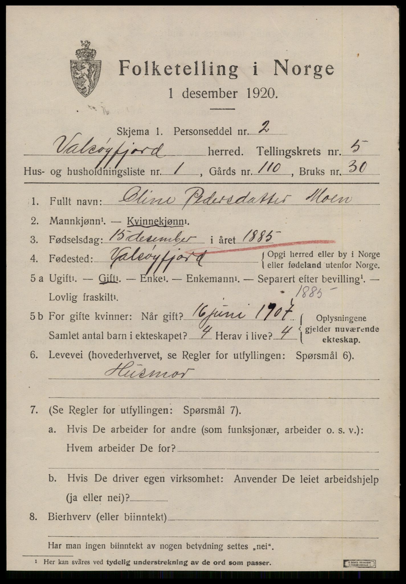 SAT, 1920 census for Valsøyfjord, 1920, p. 2381