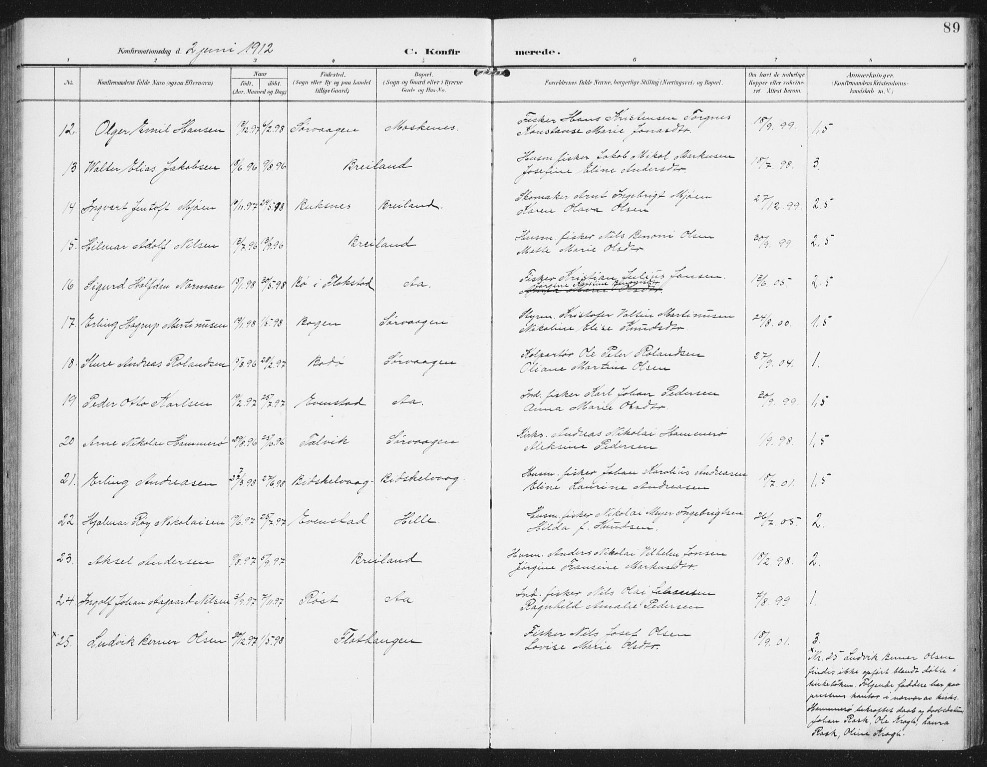 Ministerialprotokoller, klokkerbøker og fødselsregistre - Nordland, SAT/A-1459/886/L1221: Parish register (official) no. 886A03, 1903-1913, p. 89