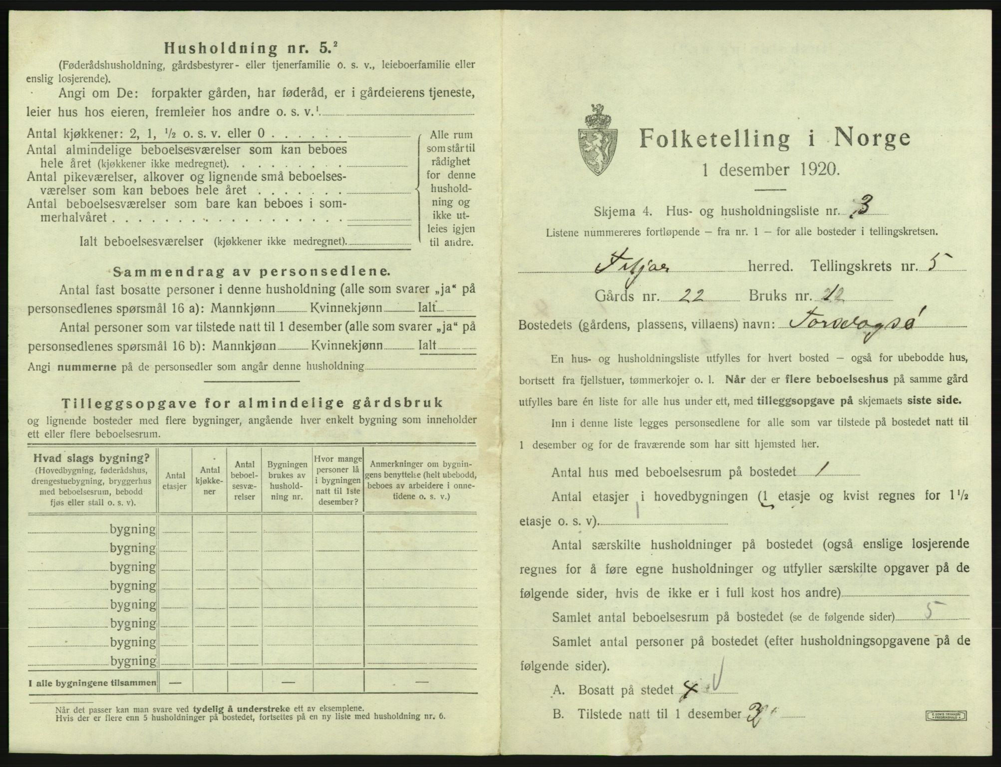 SAB, 1920 census for Fitjar, 1920, p. 318