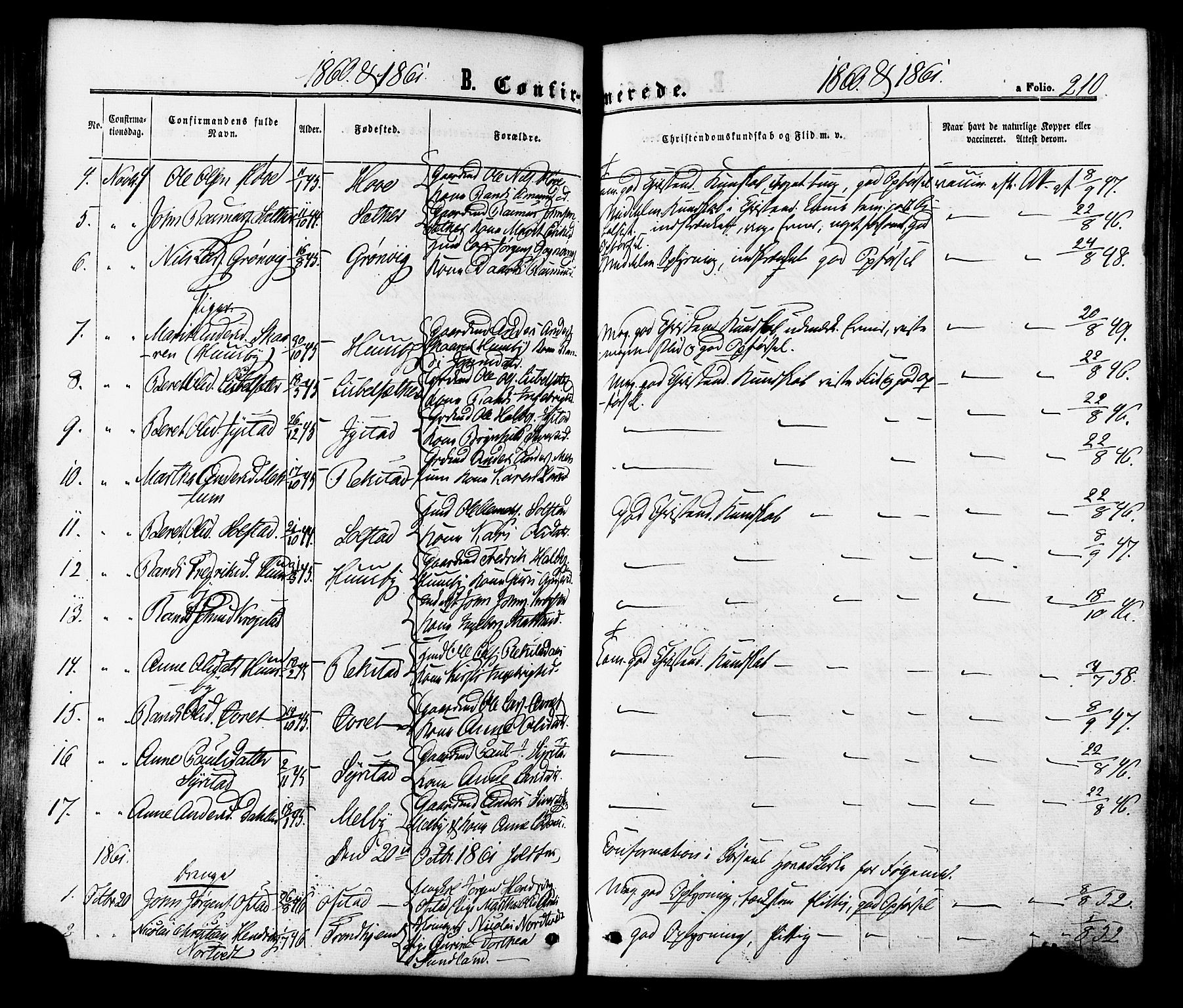 Ministerialprotokoller, klokkerbøker og fødselsregistre - Sør-Trøndelag, SAT/A-1456/665/L0772: Parish register (official) no. 665A07, 1856-1878, p. 210