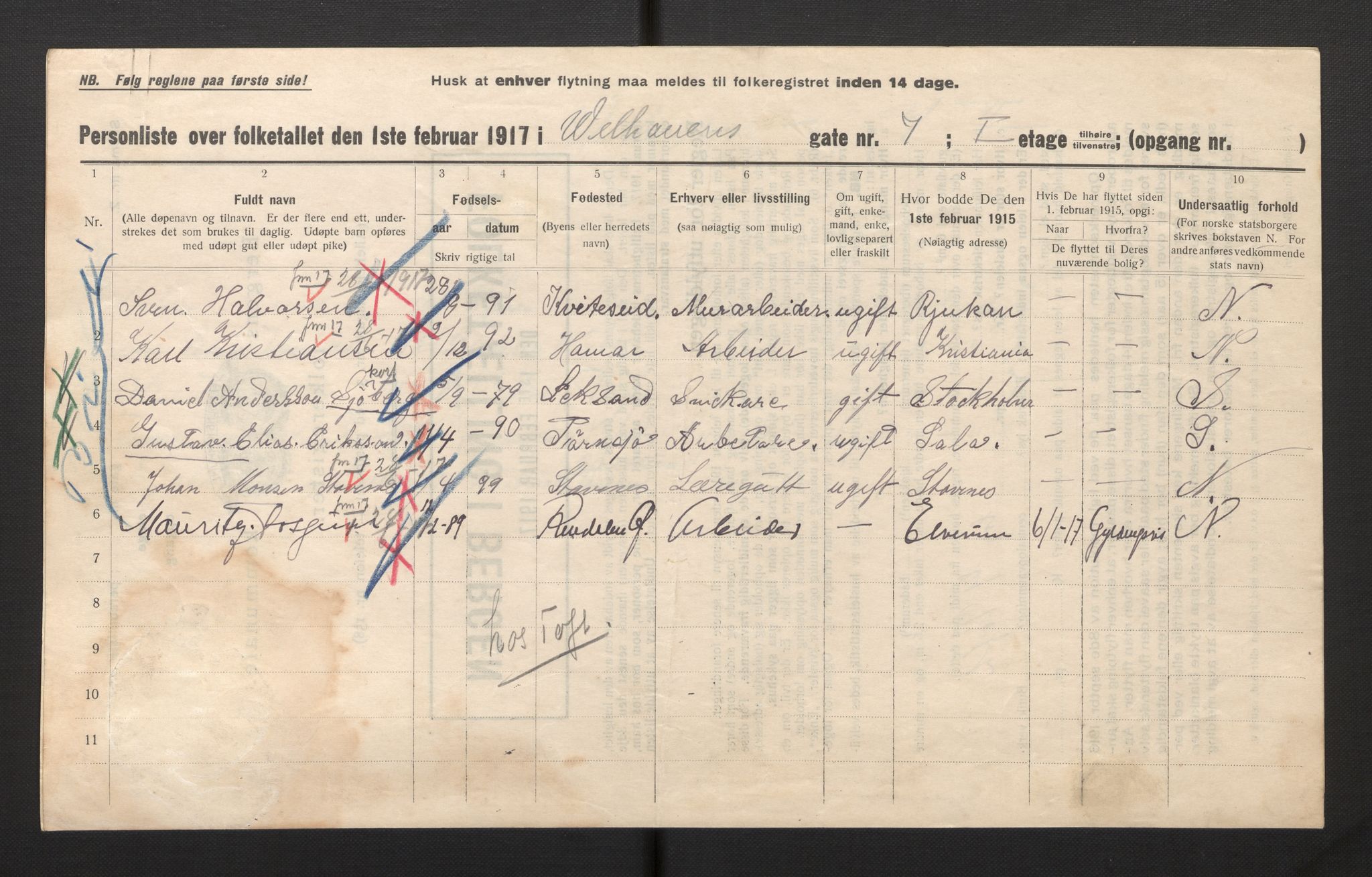 SAB, Municipal Census 1917 for Bergen, 1917, p. 44761