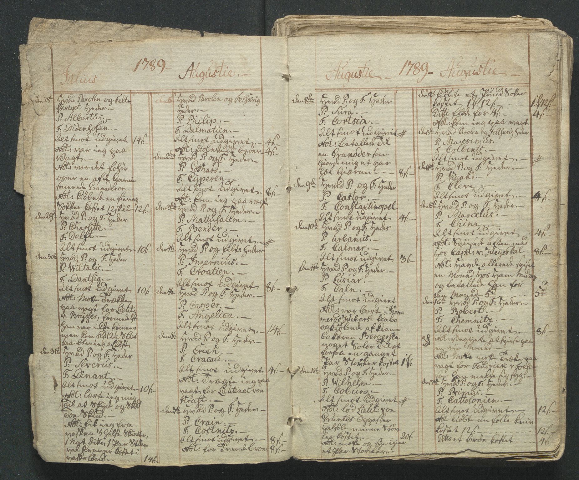 Åker i Vang, Hedmark, og familien Todderud, AV/SAH-ARK-010/G/Ga/L0002/0002: Dagbøker / Dagbok, 1789-1797