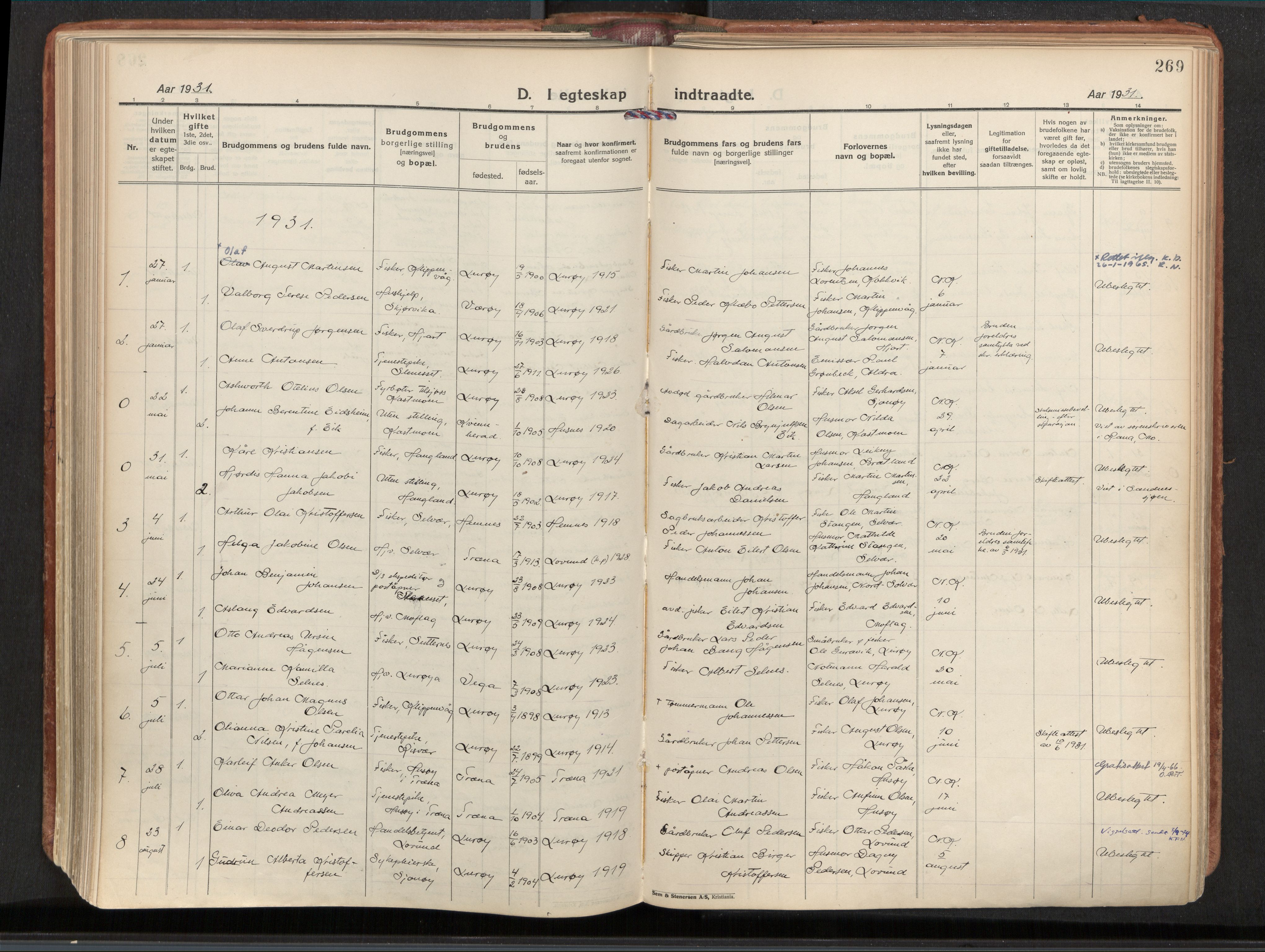 Ministerialprotokoller, klokkerbøker og fødselsregistre - Nordland, SAT/A-1459/839/L0570: Parish register (official) no. 839A07, 1923-1942, p. 269