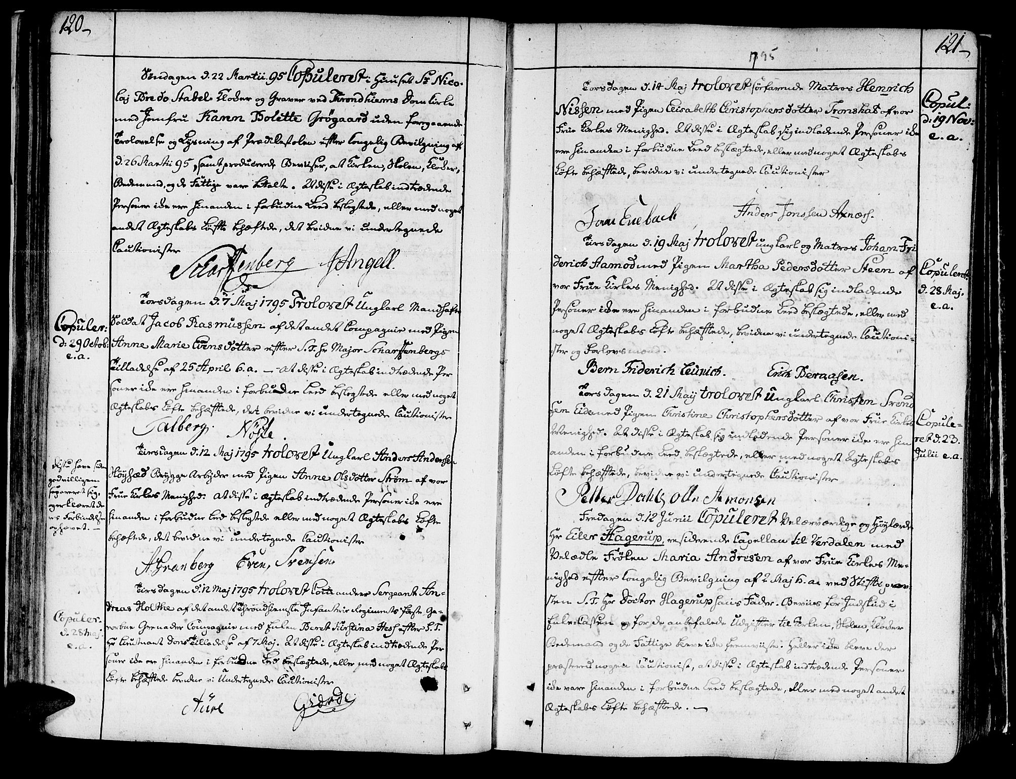 Ministerialprotokoller, klokkerbøker og fødselsregistre - Sør-Trøndelag, AV/SAT-A-1456/602/L0105: Parish register (official) no. 602A03, 1774-1814, p. 120-121