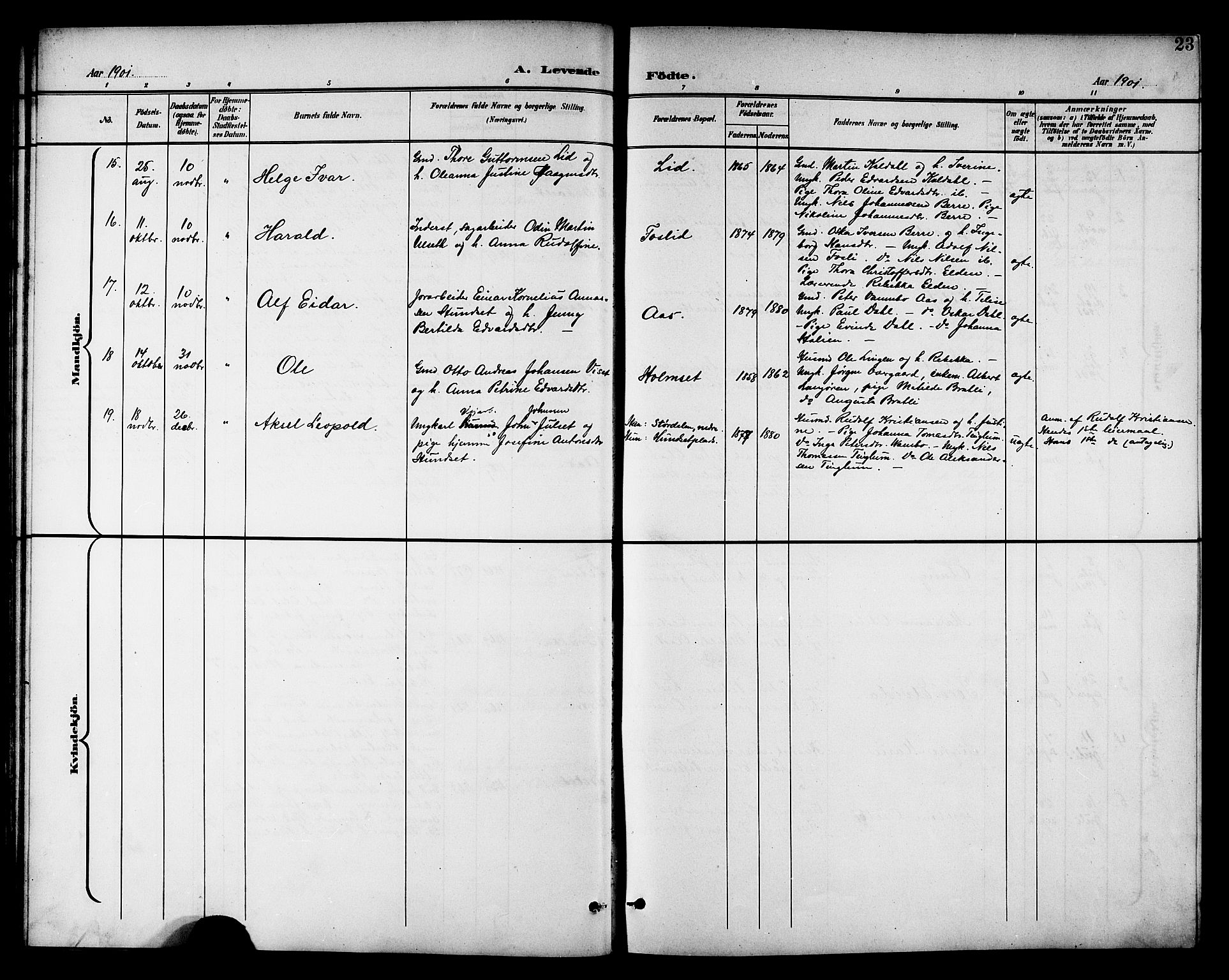 Ministerialprotokoller, klokkerbøker og fødselsregistre - Nord-Trøndelag, SAT/A-1458/742/L0412: Parish register (copy) no. 742C03, 1898-1910, p. 23