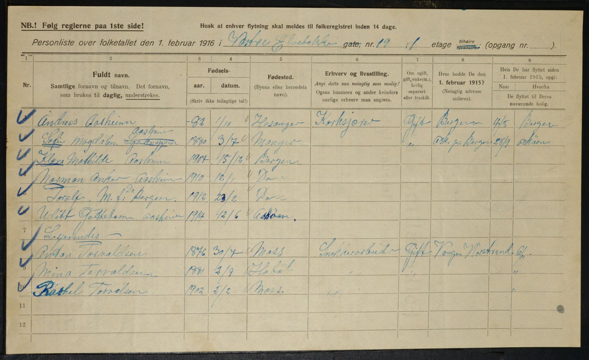 OBA, Municipal Census 1916 for Kristiania, 1916, p. 126292