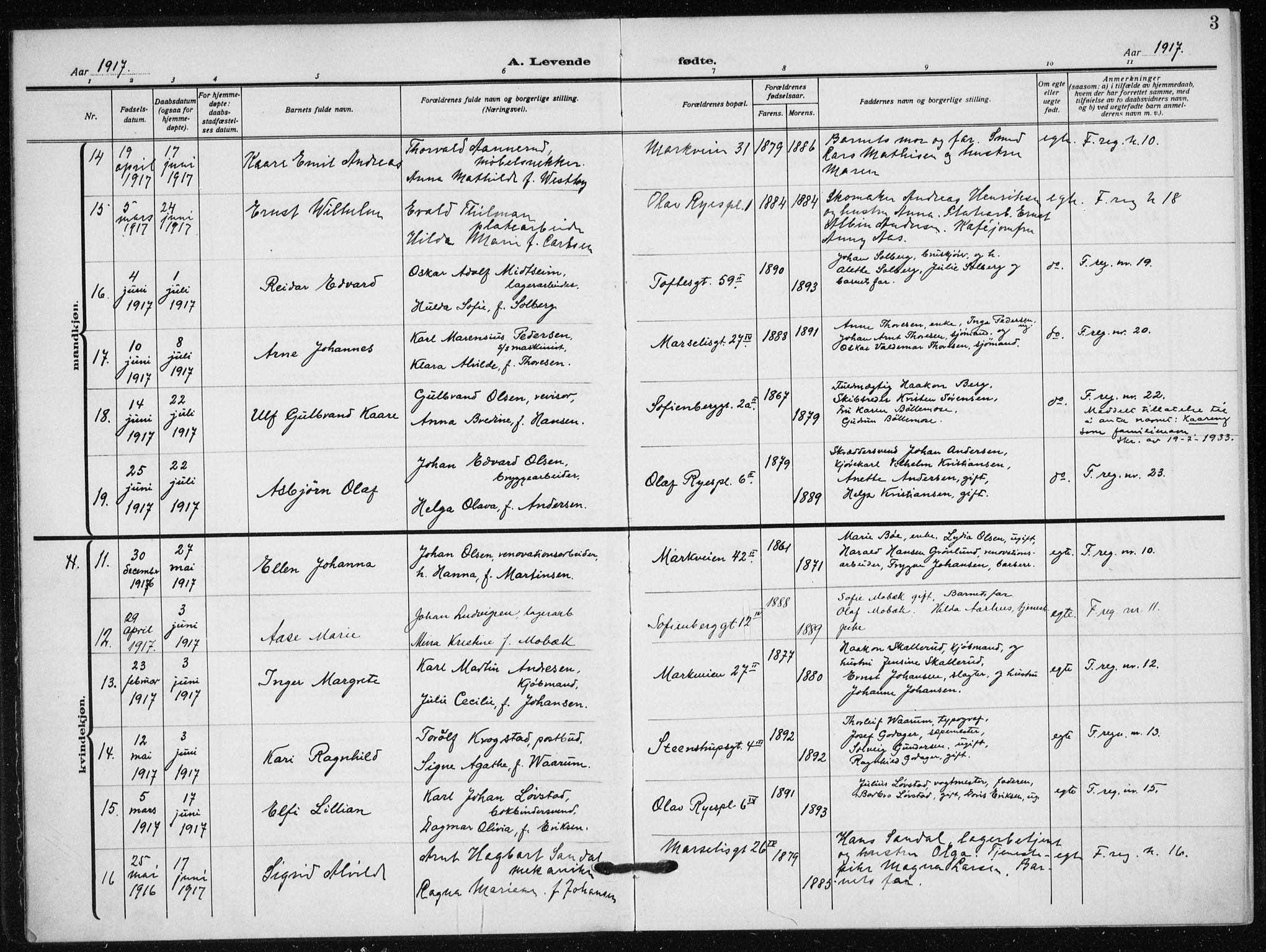 Hauge prestekontor Kirkebøker, AV/SAO-A-10849/F/Fa/L0001: Parish register (official) no. 1, 1917-1938, p. 3