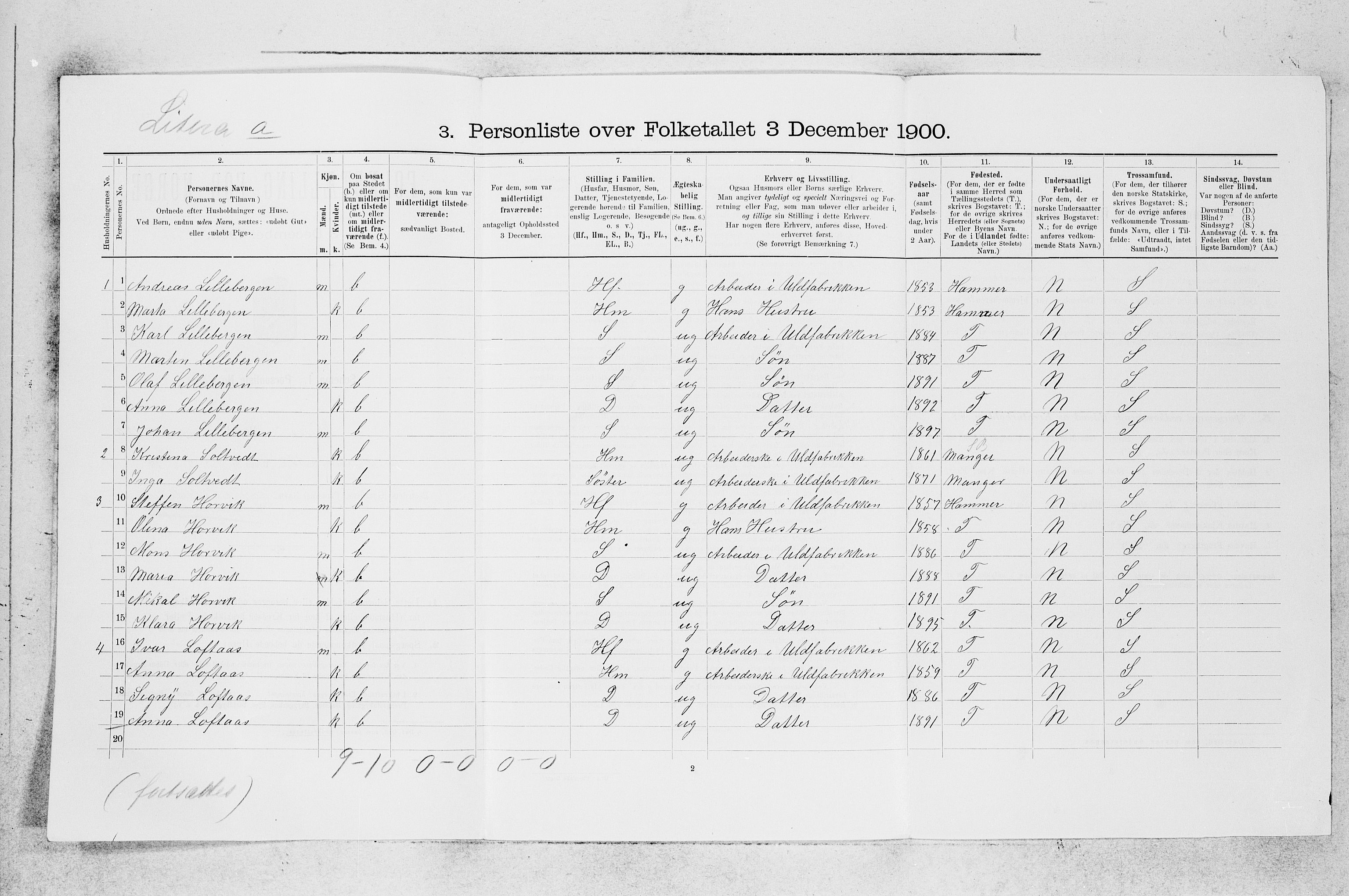 SAB, 1900 census for Haus, 1900, p. 1292