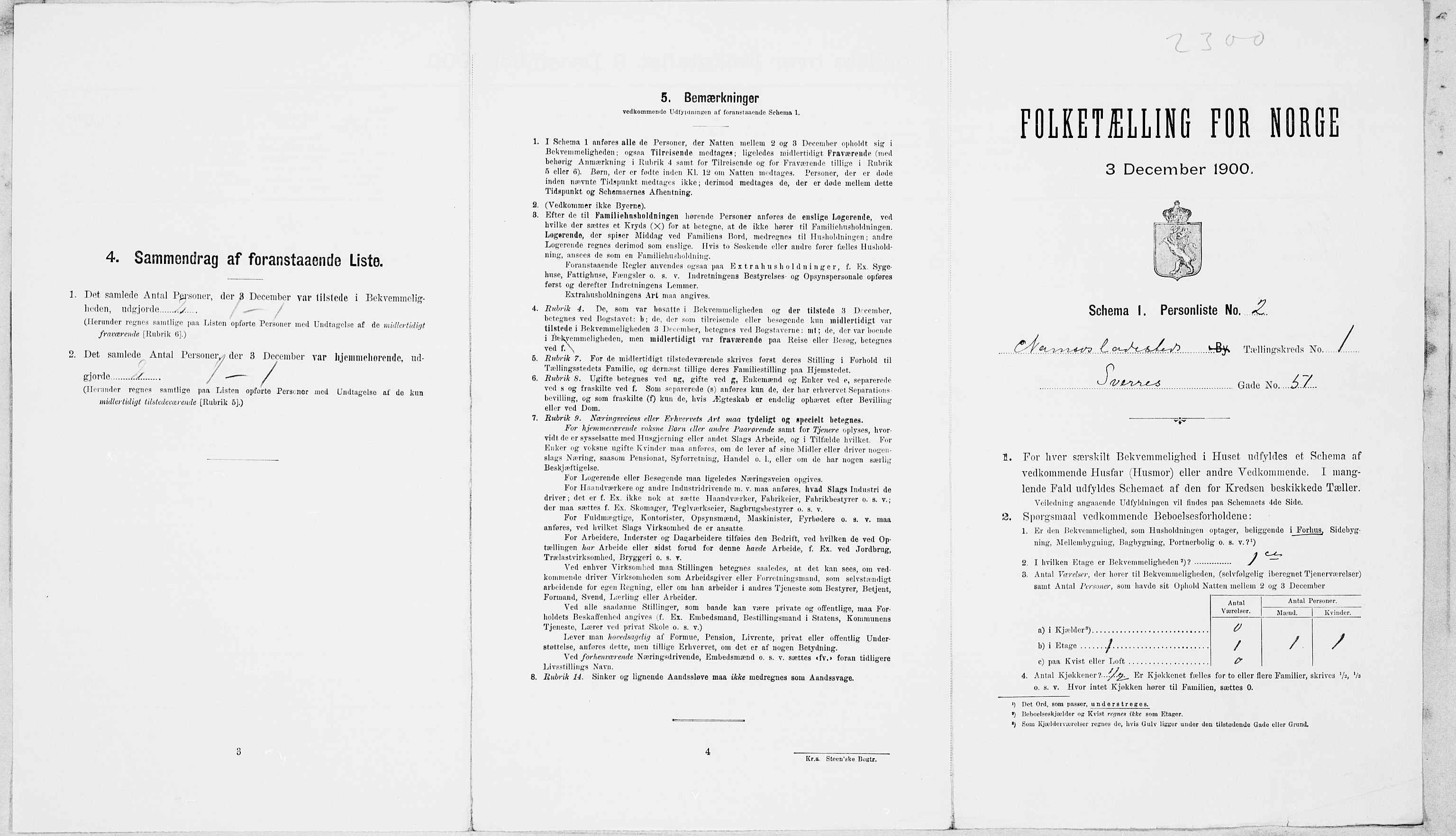 SAT, 1900 census for Namsos, 1900, p. 143